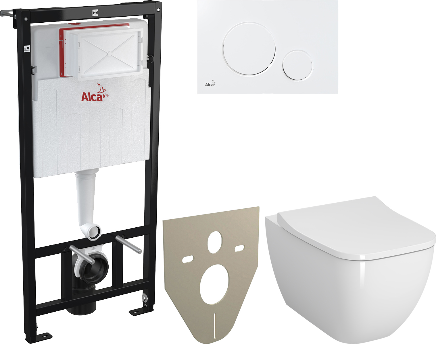 Комплект  Унитаз подвесной VitrA Shift 7742B003-0075 с крышкой + Система инсталляции + Кнопка AlcaPlast THIN M670 белый