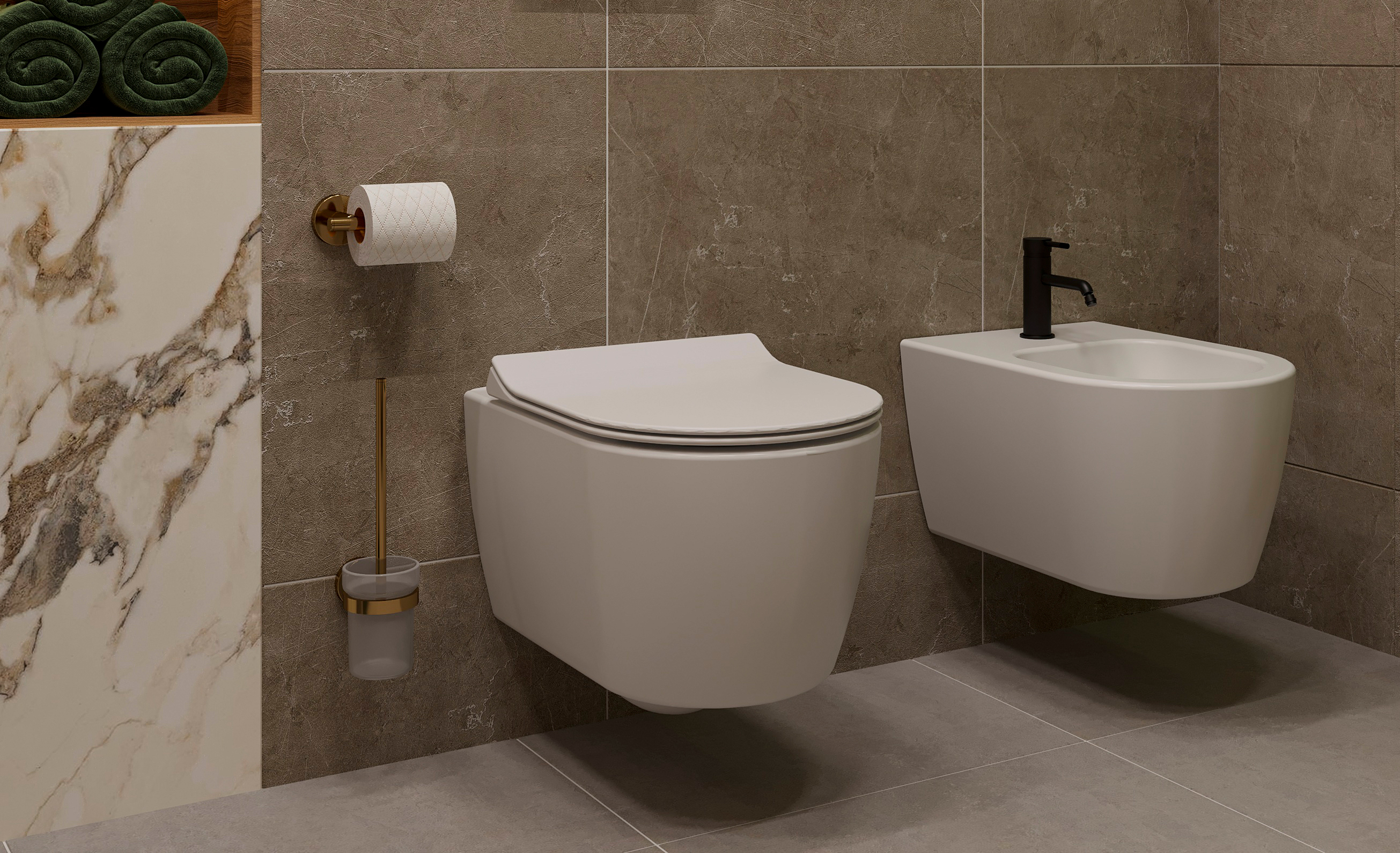 Комплект Унитаз подвесной STWORKI Ноттвиль SETK3104-2616 белый + Инсталляция EWRIKA ProLT 0026-2020 + Кнопка 0042 белая + Биде K3106-2605 + Инсталляция AlcaPlast A105 /1120