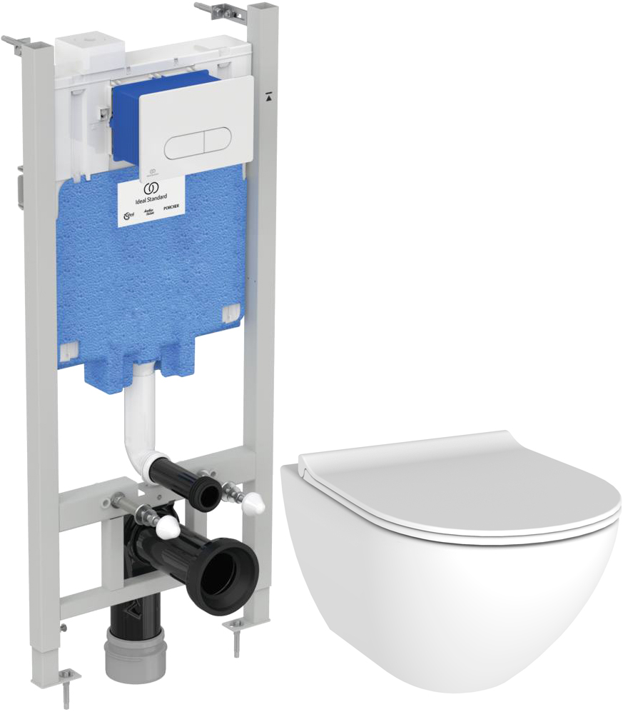 Комплект  Унитаз подвесной STWORKI Merlingen HWH55 безободковый + Система инсталляции для унитазов Ideal Standard ProSys Eco Frame 2.0 R0464AC с кнопк