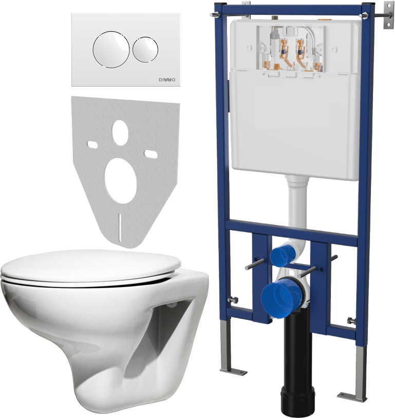 Комплект 4 в 1 Унитаз подвесной Roca Mateo 346200000 + Сиденье DIWO Матео 0346 быстросъемное, с микролифтом + Инсталляция 4501 + Кнопка 7310 цвет глянцевый белый