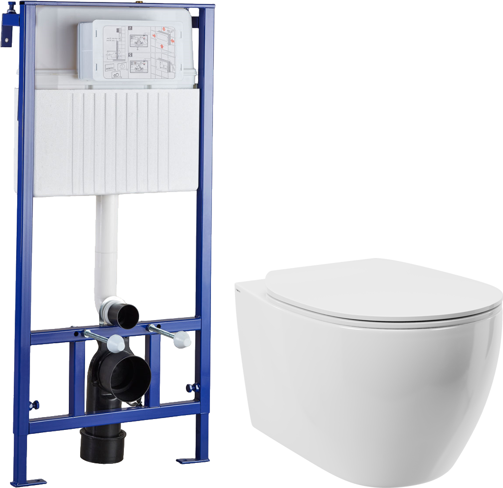 Комплект  Унитаз подвесной STWORKI Муле HDC510NWH с микролифтом + Система инсталляции для унитазов STWORKI 510163