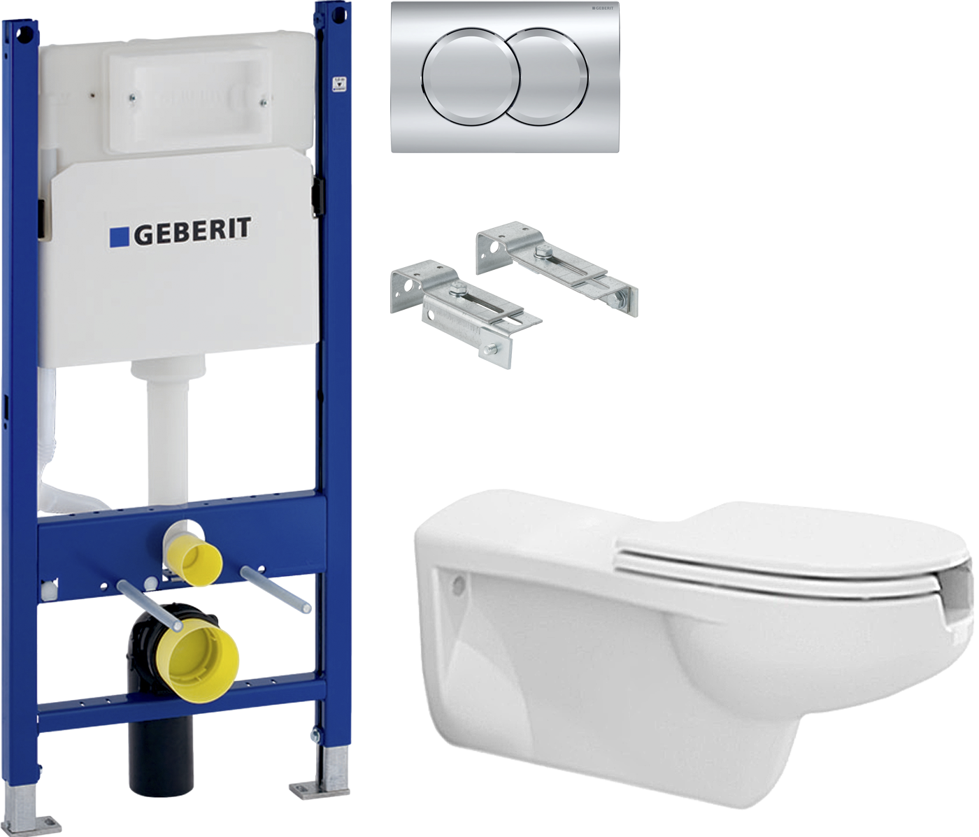 Комплект  Унитаз подвесной BOCCHI Care&Confort 2011-001-0129 глянцевый белый, с микролифтом + Система инсталляции для унитазов Geberit Duofix Delta 458.124.21.3 с кнопкой смыва, хром