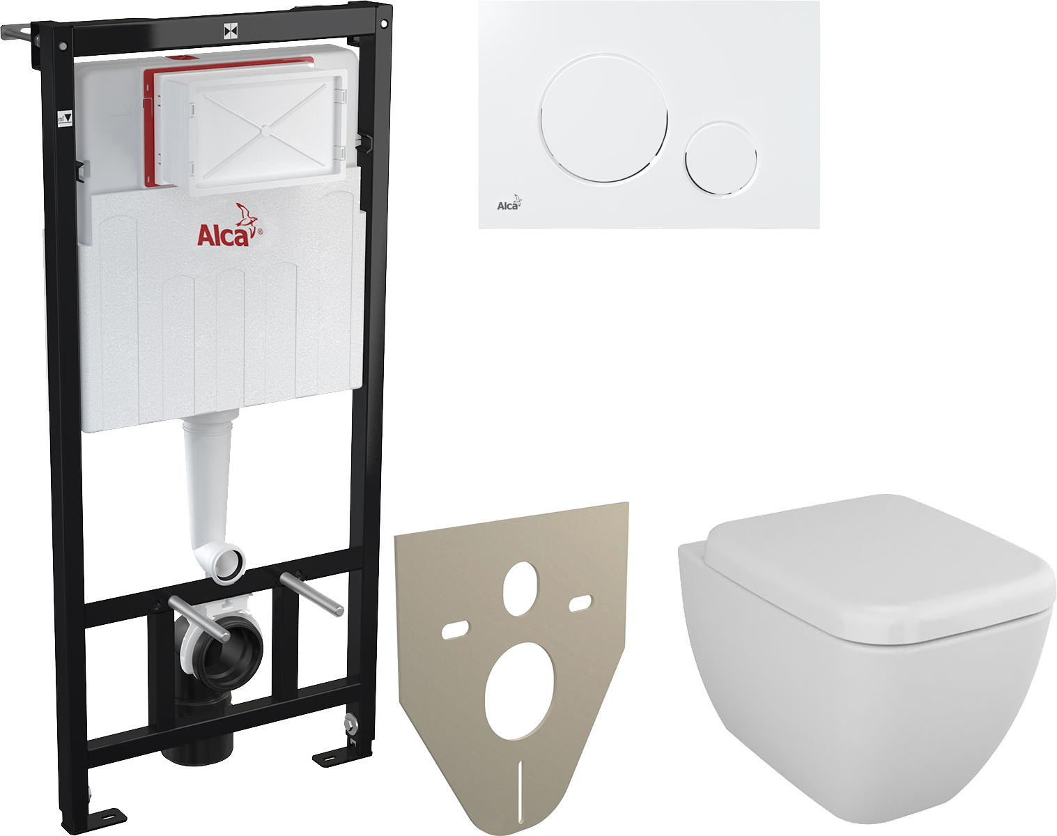 Комплект  Чаша для унитаза подвесного VitrA Shift 7742B003-0075 + Крышка-сиденье VitrA Shift 91-003-009 с микролифтом, петли хром + Система инсталляции для унитазов AlcaPlast Sadromodul AM101/1120-0001 + Кнопка смыва AlcaPlast THIN M670 белый + Шумоизоляц