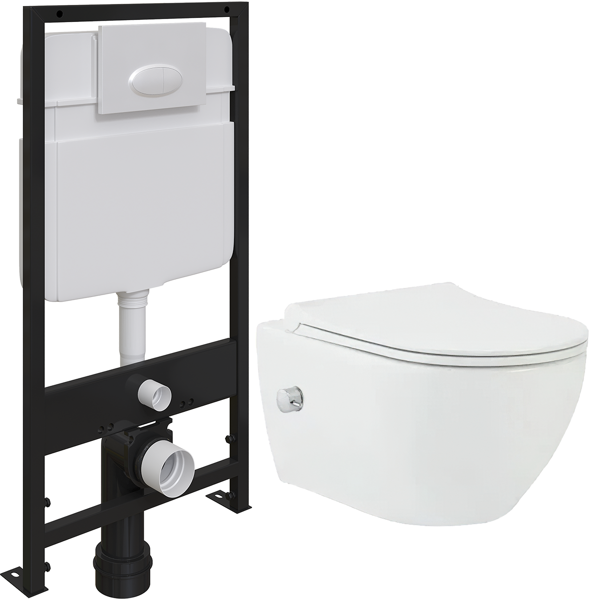 Комплект Унитаз подвесной beWash Bogen 88343601 со смесителем, с микролифтом + Система инсталляции для унитазов EWRIKA ProLT 0026-2020 + Кнопка смыва EWRIKA 0052 белая