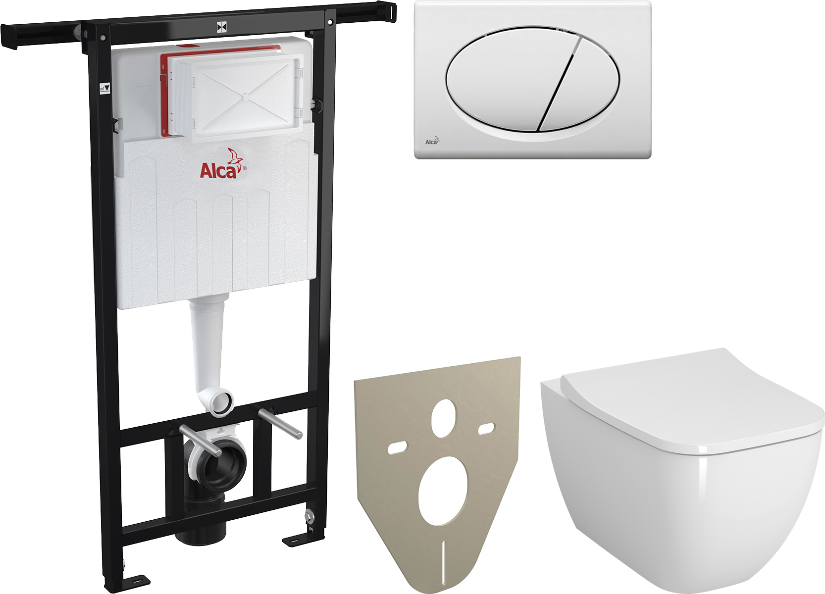 Комплект  Унитаз подвесной VitrA Shift 7742B003-0075 с крышкой + Система инсталляции AM102/1120 + Кнопка смыва AlcaPlast + Шумоизоляционная панель