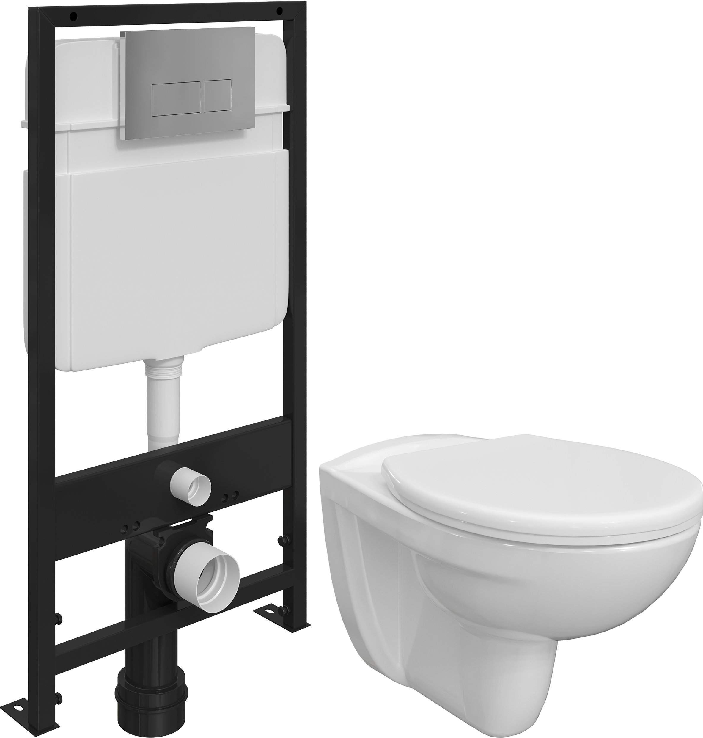 Комплект Унитаз подвесной DIWO Анапа безободковый с крышкой-сиденьем + Система инсталляции EWRIKA ProLT 0026-2020 с кнопкой смыва 0041 хром