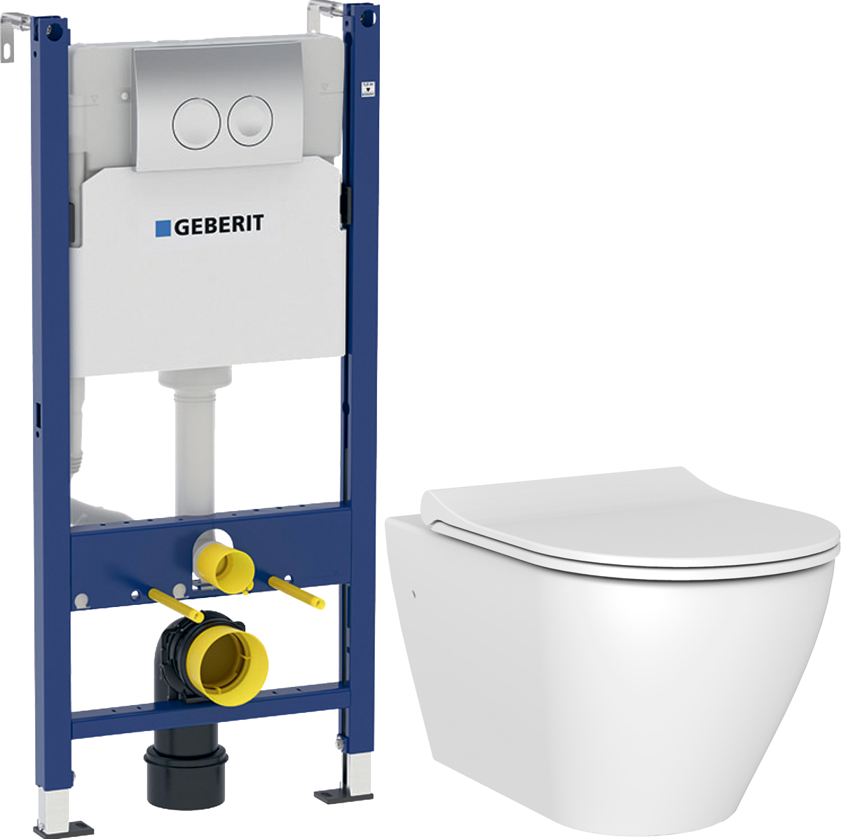 Комплект  Унитаз подвесной STWORKI Merlingen MWH55 + Система инсталляции для унитазов Geberit UP100 458.124.21.1S с кнопкой смыва хром
