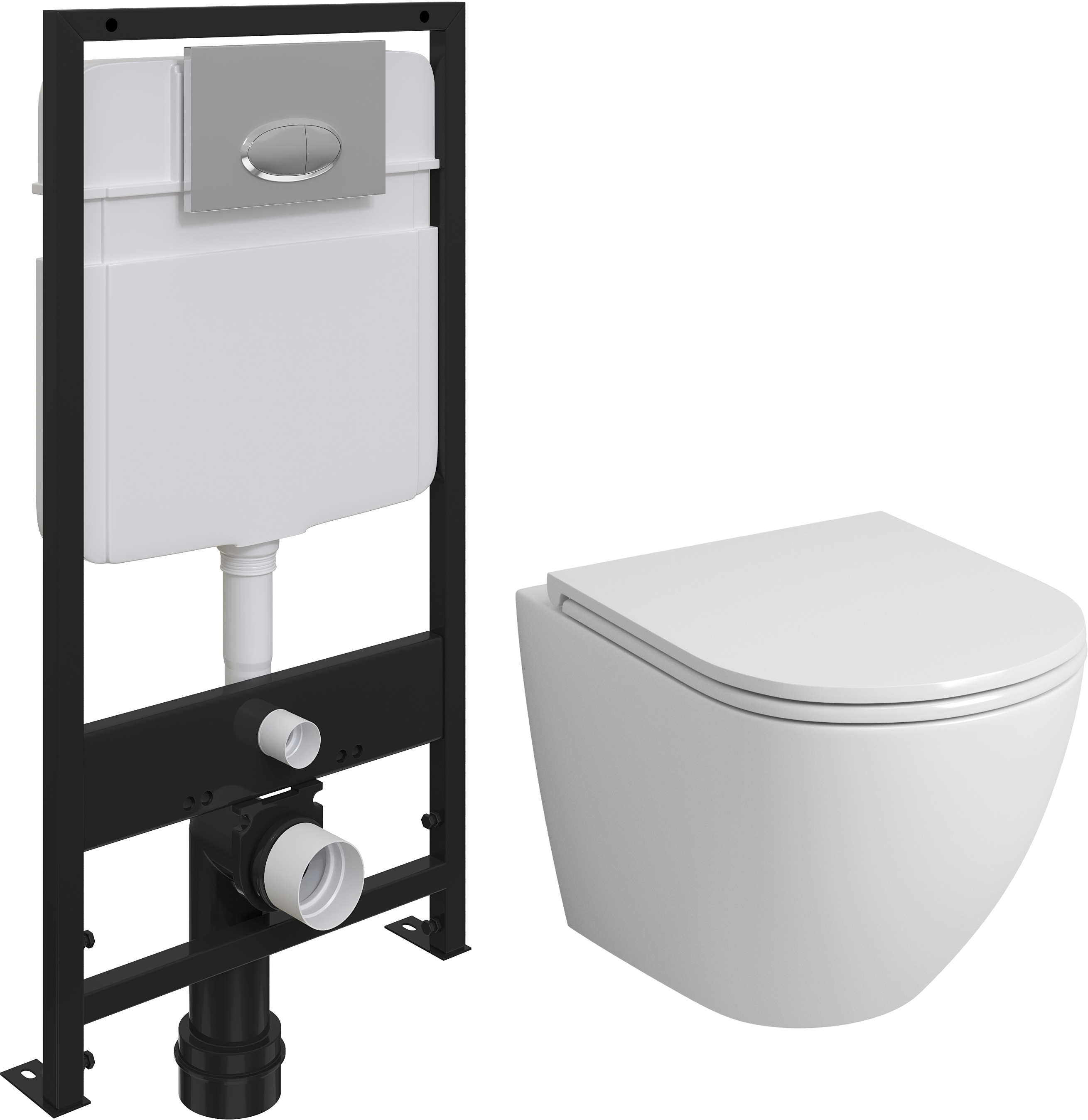 Комплект Унитаз подвесной Grossman GR-4455S безободковый, с микролифтом + Система инсталляции для унитазов EWRIKA ProLT 0026-2020 + кнопка смыва EWRIKA 0051 хром