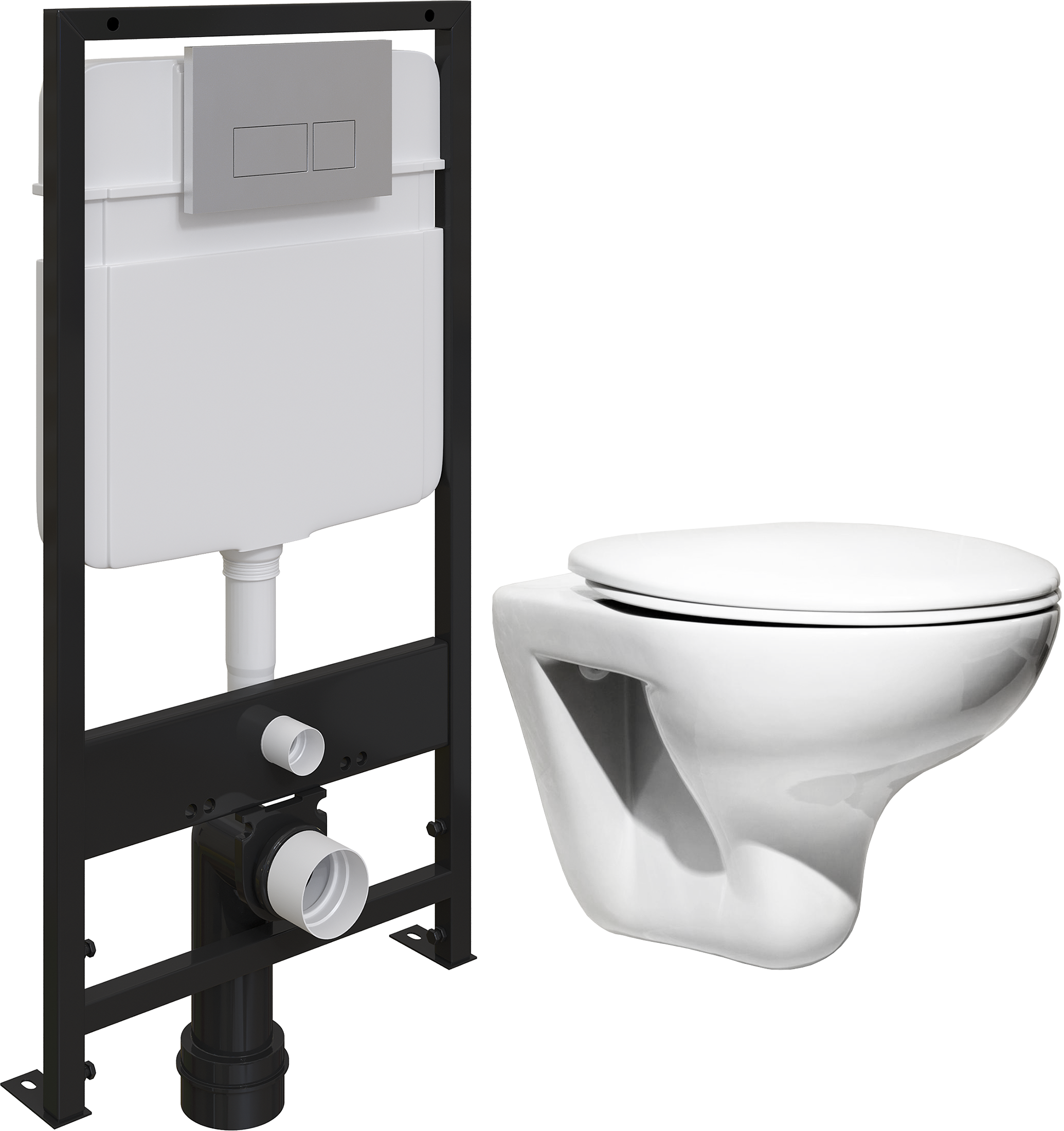 Комплект Унитаз подвесной Roca Mateo с микролифтом + Система инсталляции для унитазов EWRIKA ProLT 0026-2020 + Кнопка смыва EWRIKA 0040 хром матовый