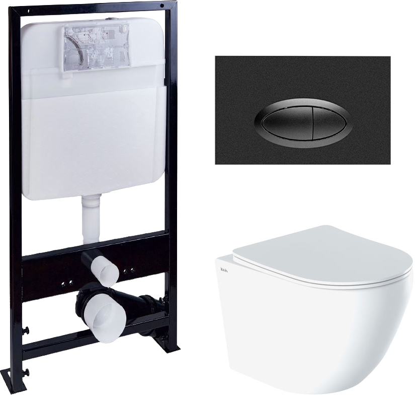 Комплект Унитаз подвесной IDDIS Blanco BLARDSEi25 + Инсталляция EWRIKA ProLT 0026-2020 + Кнопка 0054 черная матовая