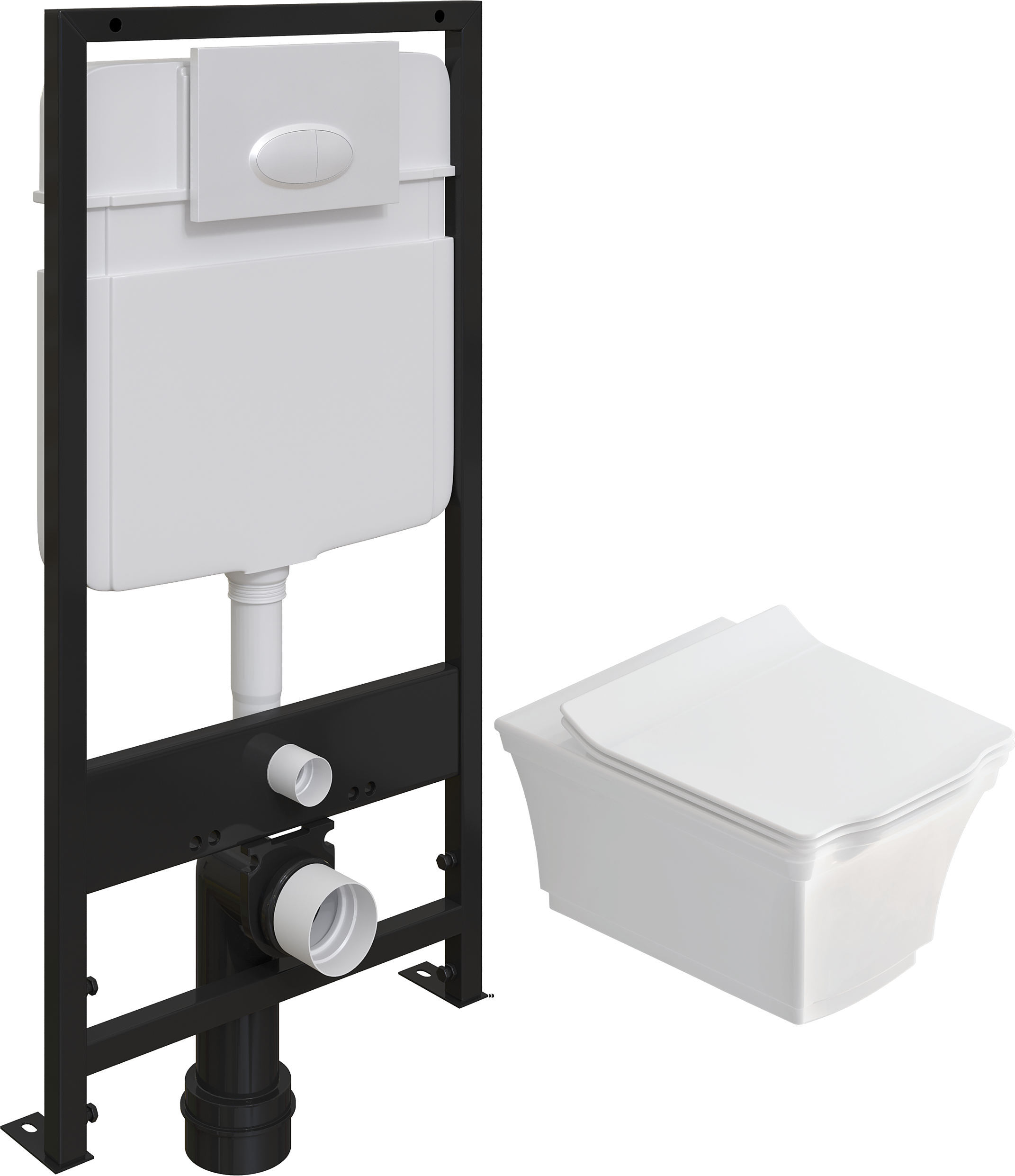 Комплект 3 в 1 Унитаз подвесной STWORKI Хадстен SETK3304-0616-001-1-6000 + Инсталляция EWRIKA ProLT 0026-2020 + Кнопка 0052 цвет белый