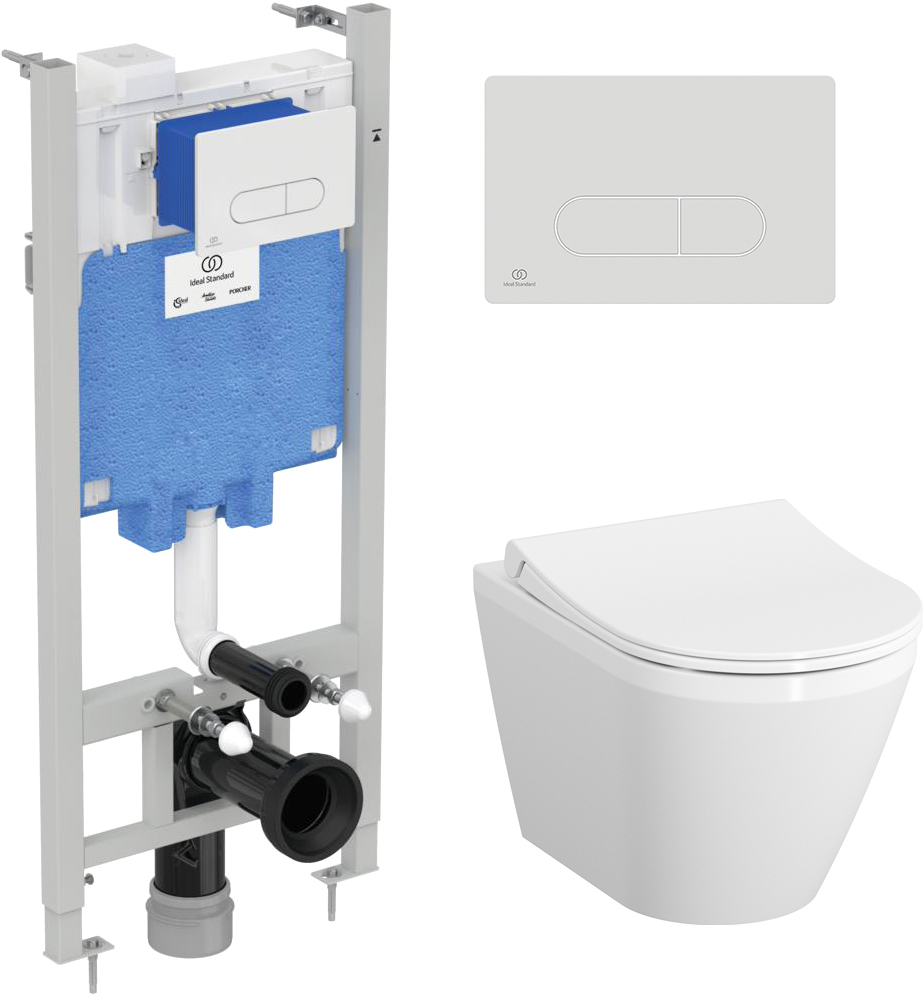 Комплект Унитаз подвесной VitrA Integra 7040B003-0075 + Крышка-сиденье VitrA 110-003-019 + Инсталляция Ideal Standard ProSys Eco Frame 2.0 R0464AC с кнопкой смыва