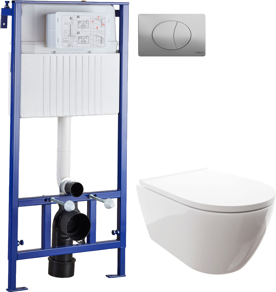 Комплект  Унитаз подвесной DIWO Коломна 0700 с микролифтом + Система инсталляции для унитазов STWORKI 510163 + Кнопка смыва STWORKI 230823 хром матовый