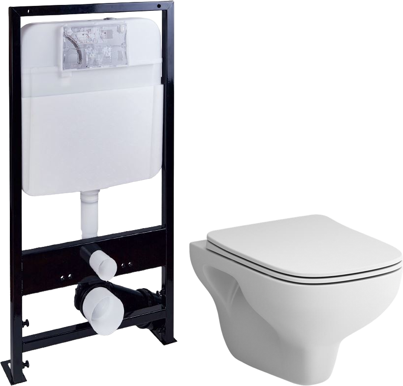 Комплект  Система инсталляции для унитазов EWRIKA ProLT 0026-2020 + Унитаз подвесной STWORKI Берген HCBRG1700SC безободковый, с микролифтом