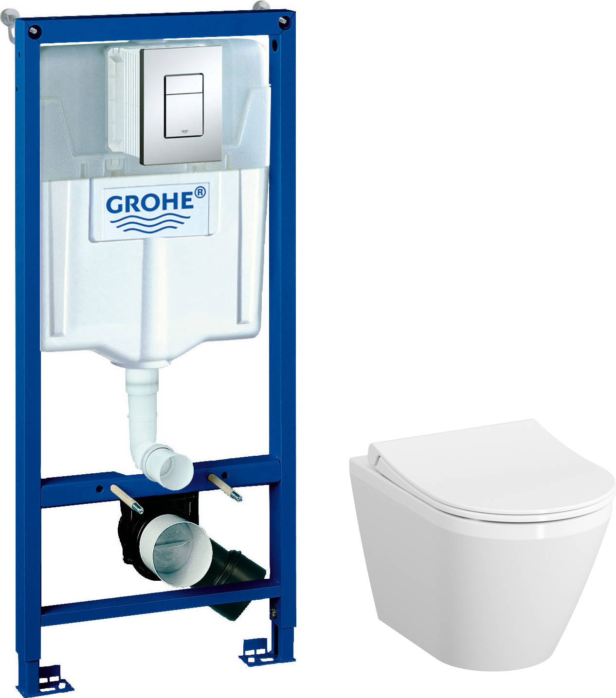 Комплект Унитаз подвесной VitrA Integra 7040B003-0075 + Крышка-сиденье VitrA 110-003-019 + Инсталляция Grohe Rapid SL 38772001 3 в 1 с кнопкой смыва