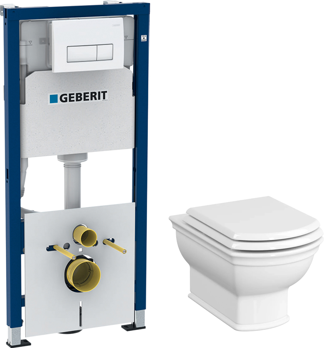 Комплект Унитаз подвесной VitrA Valarte 7805B003-0075 + Крышка-сиденье с микролифтом + Инсталляция Geberit Duofix 458.128.11.1 4 в 1 с кнопкой смыва