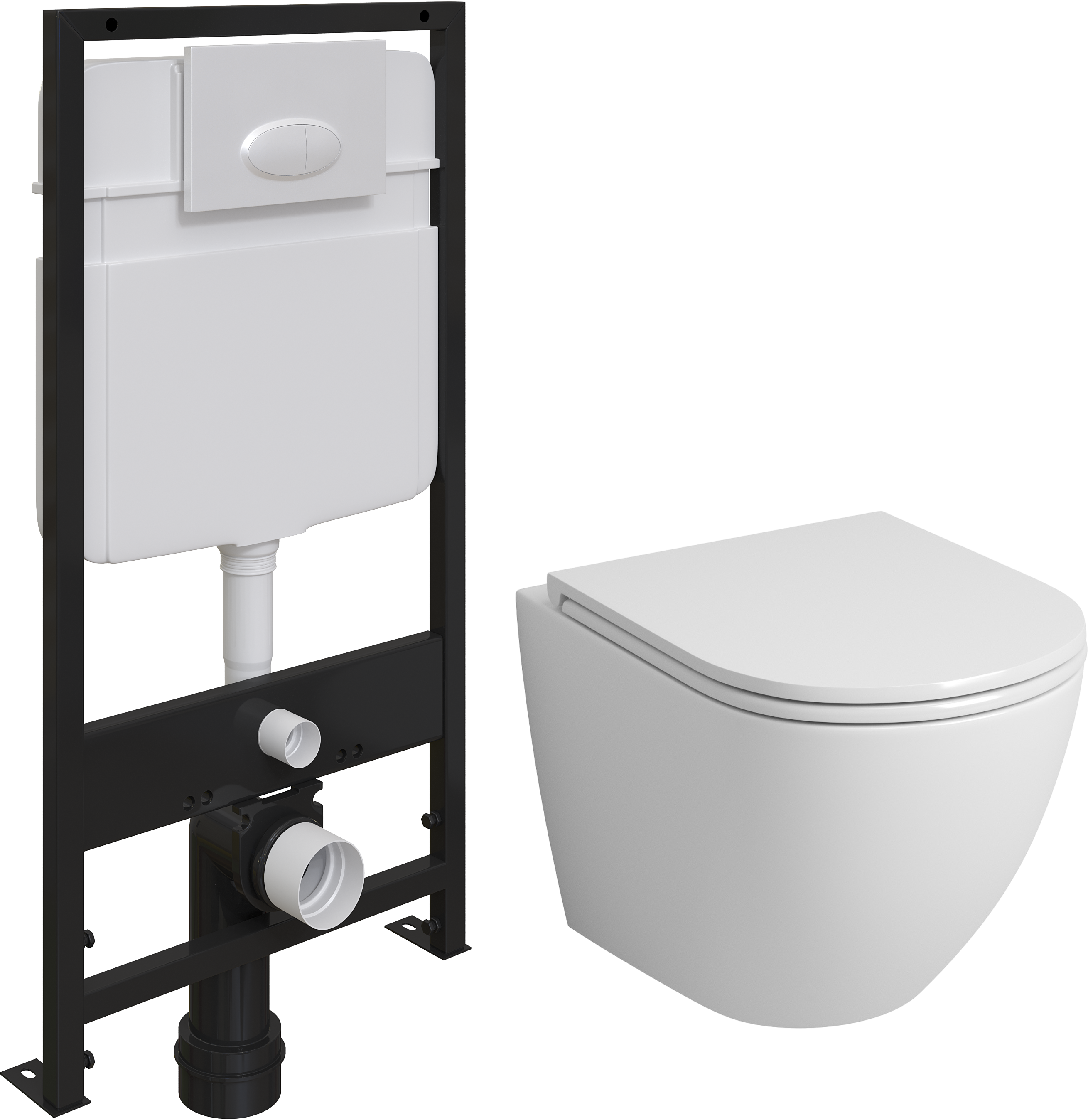 Комплект Унитаз подвесной Grossman GR-4455S безободковый, с микролифтом + Система инсталляции для унитазов EWRIKA ProLT 0026-2020 + кнопка смыва EWRIKA 0052 белая