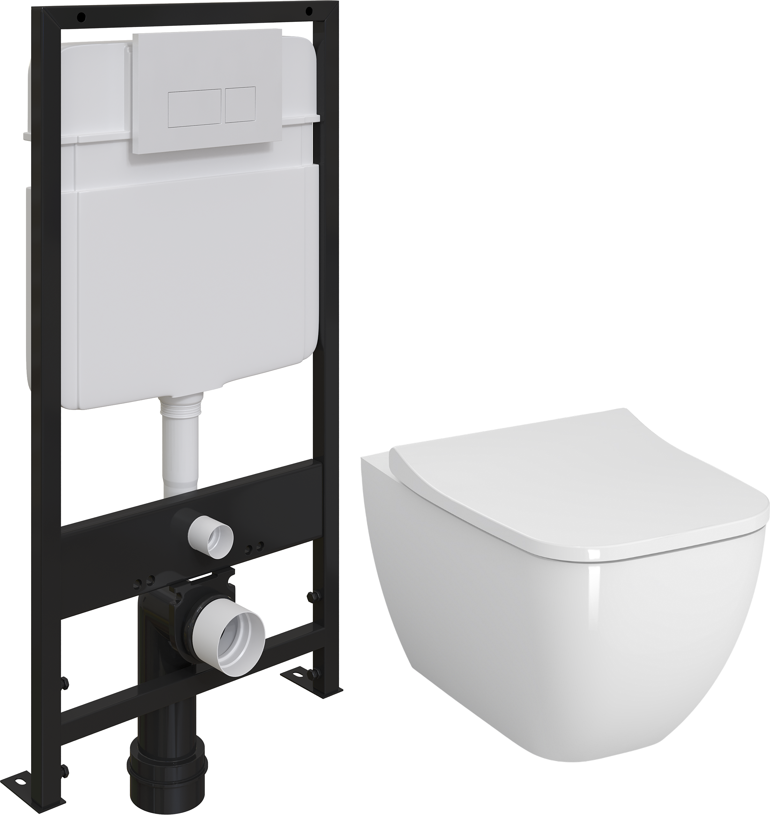 Комплект Унитаз подвесной VitrA Shift 7742B003-0075 с тонкой крышкой + Система инсталляции для унитазов EWRIKA ProLT 0026-2020 + Кнопка смыва EWRIKA 0042 белая