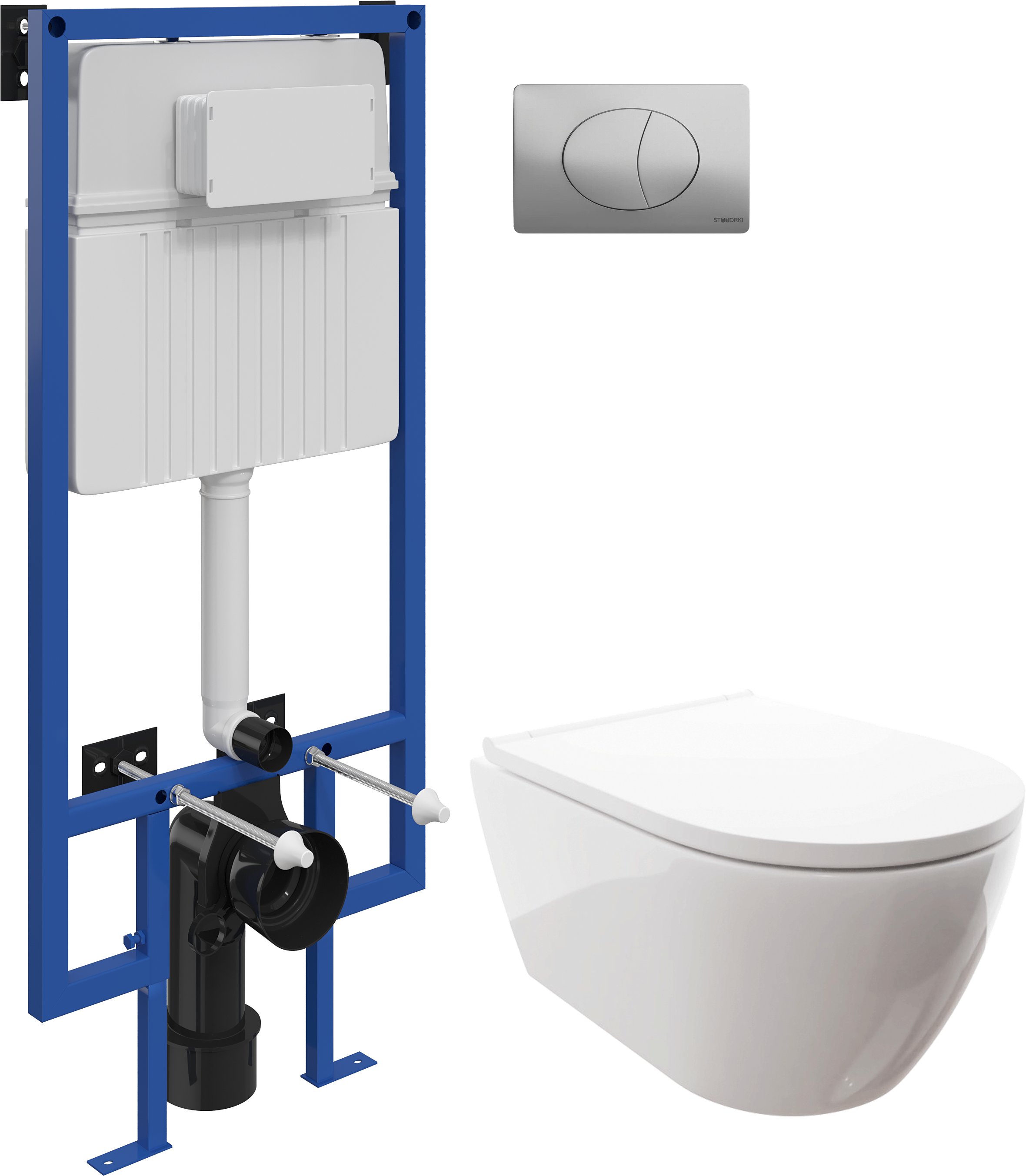 Комплект 3 в 1 Унитаз подвесной DIWO Коломна 0700 + Инсталляция STWORKI 510162 + Кнопка 230823 цвет матовый хром