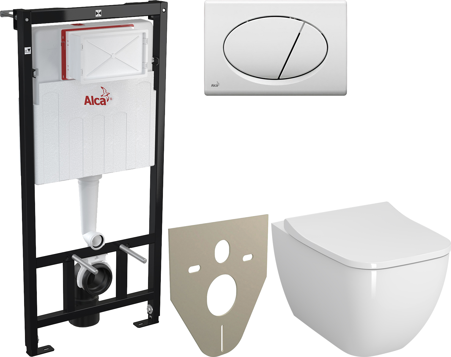 Комплект  Унитаз подвесной VitrA Shift 7742B003-0075 с крышкой + Система инсталляции + Кнопка AlcaPlast ALCA M70 белая +