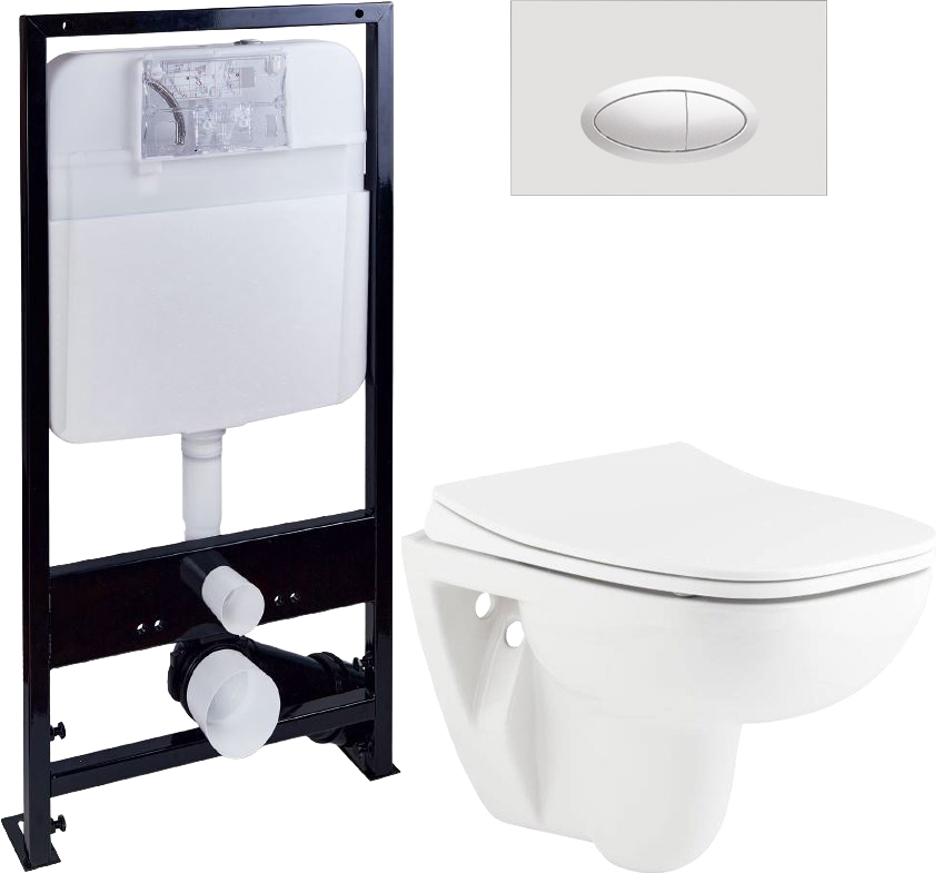 Комплект  Унитаз подвесной Seramiksan Petite A101002H + Система инсталляции для унитазов EWRIKA ProLT 0026-2020 + Кнопка смыва EWRIKA 0052 белая