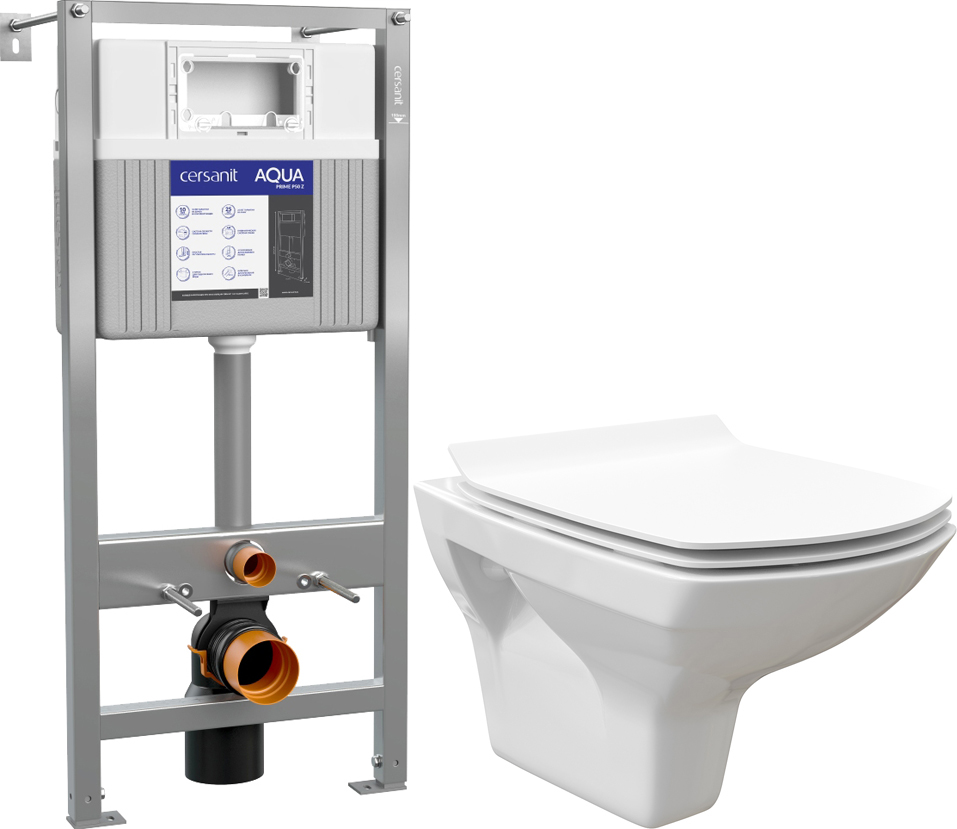 Комплект  Унитаз подвесной STWORKI Стокгольм Clean On DPL EO slim 63428 безободковый + Система инсталляции для унитазов Cersanit Aqua Prime P 50Z