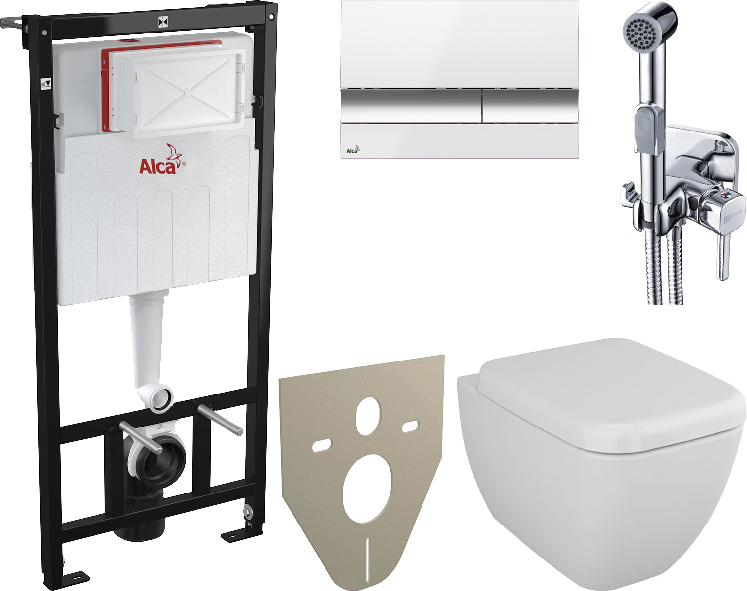 Комплект  Унитаз подвесной VitrA Shift 7742B003-0075 с крышкой + Система инсталляции AlcaPlast AM101/1120-4:1RS M1720-1 + Гигиенический душ