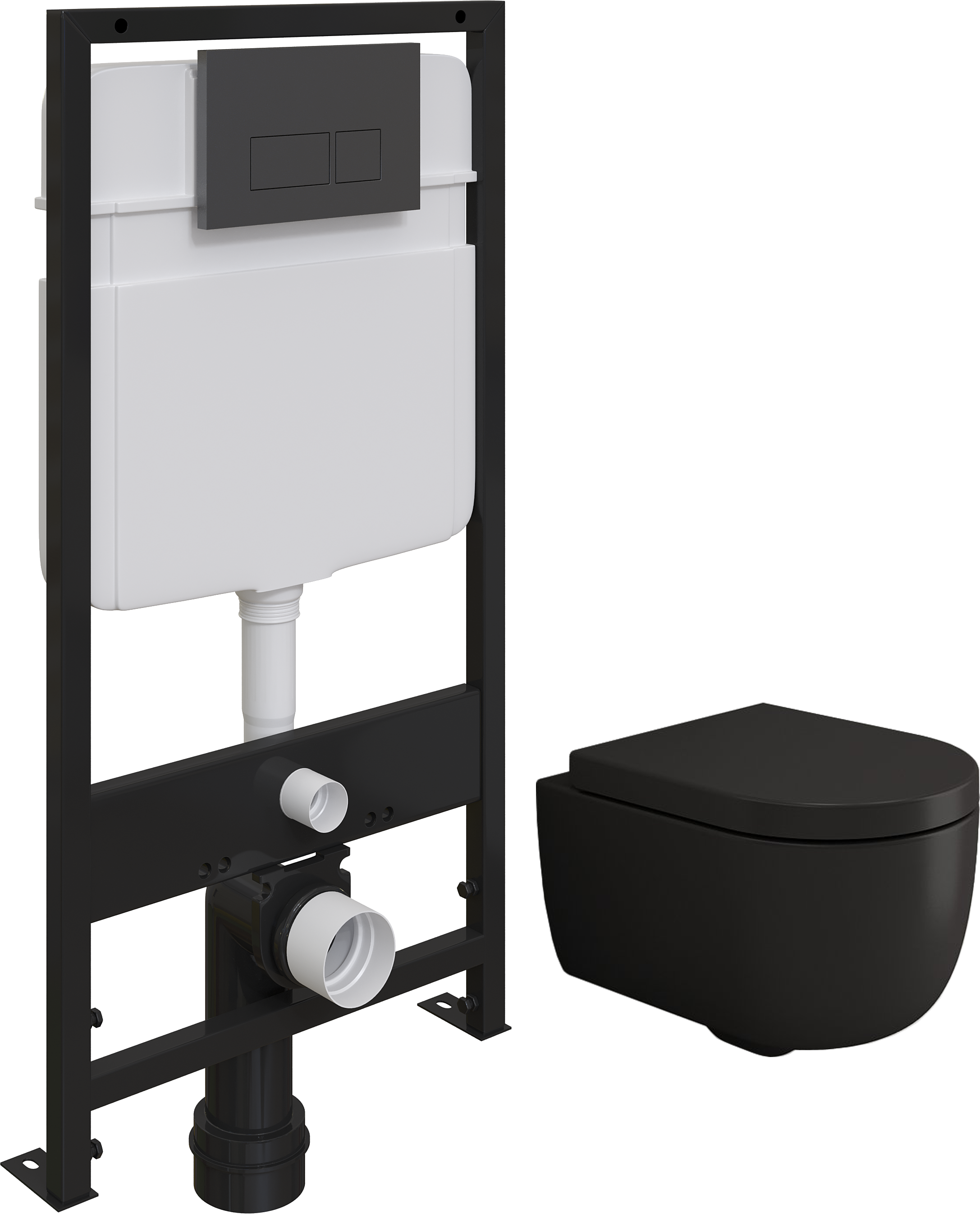 Комплект Унитаз подвесной BOCCHI V-Tondo 1417-004-0129 черный матовый, с микролифтом + Система инсталляции для унитазов EWRIKA ProLT 0026-2020 с кноп