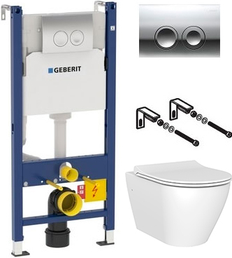 Комплект  Унитаз подвесной STWORKI Merlingen MWH55 + Система инсталляции для унитазов Geberit Duofix Delta 458.124.21.1 3 в 1 с кнопкой смыва