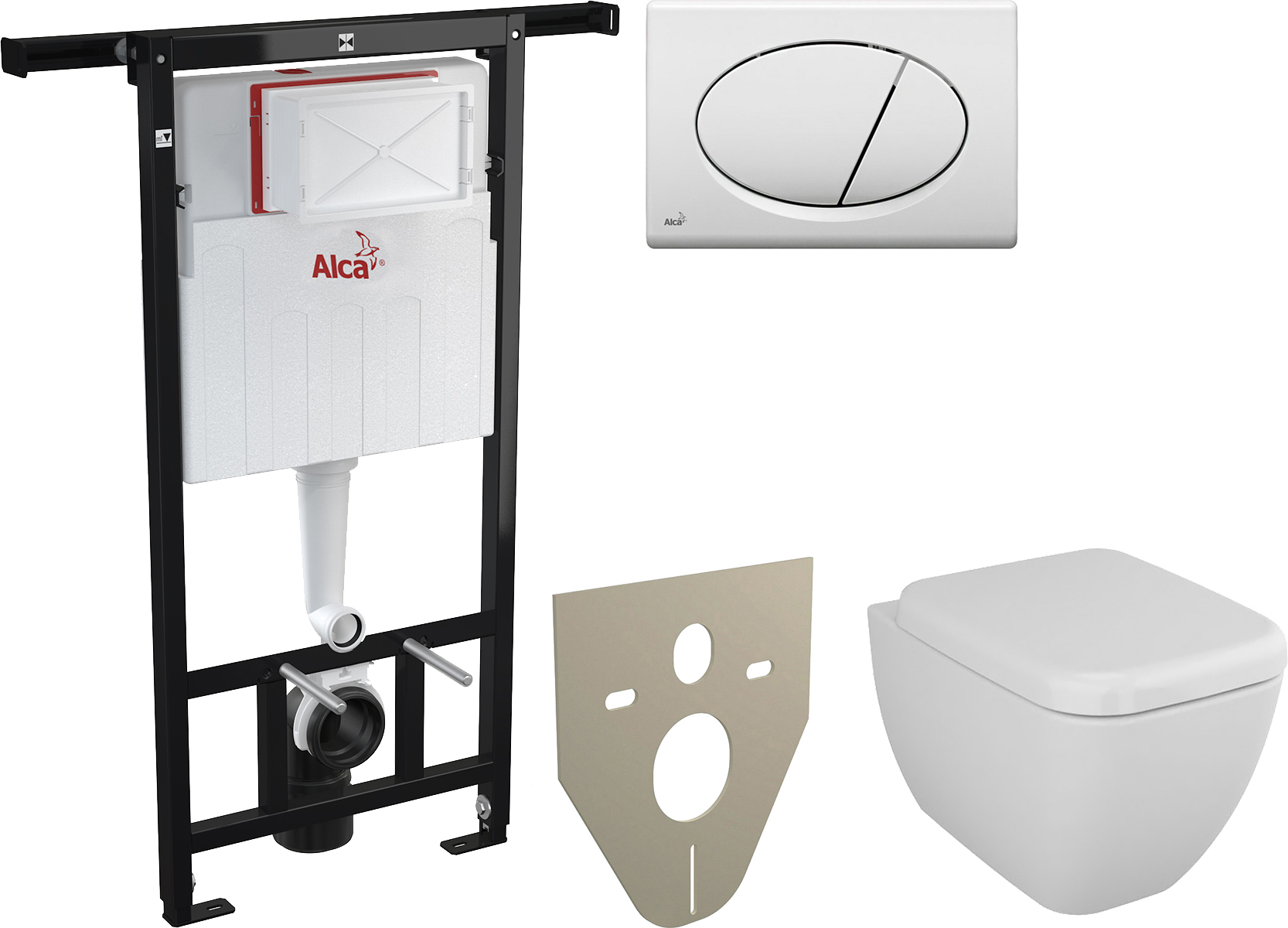 Комплект  Унитаз подвесной VitrA Shift 7742B003-0075 с крышкой + Система инсталляции AM102/1120 + Кнопка смыва AlcaPlast ALCA M70 белая + Шумоизоляционная панель