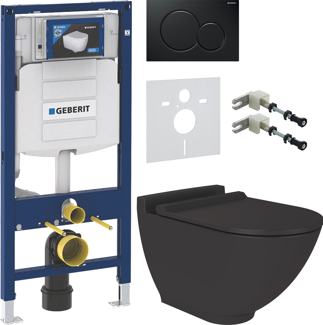 Комплект Унитаз подвесной STWORKI Rotenburg SWH52 безободковый + Система инсталляции для унитазов Geberit Duofix UP 320 111.300.00.5 + 115.770.DW.5