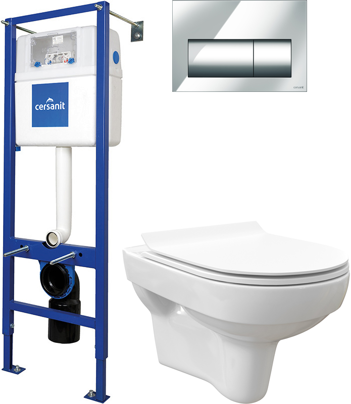 Комплект  Унитаз подвесной STWORKI Хельсинки Clean On DPL EO slim 63429 безободковый + Система инсталляции для унитазов Cersanit Vector + Кнопка смыва
