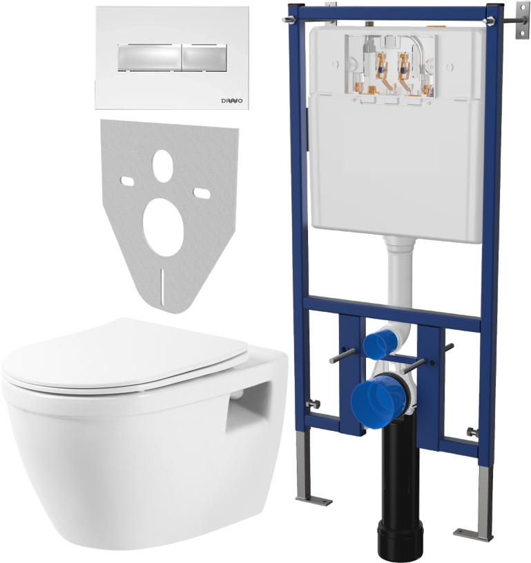Комплект Унитаз подвесной BelBagno Loto BB070CHR/SC безободковый, с микролифтом + Система инсталляции для унитазов DIWO 4501 + Кнопка смыва DIWO 7320 белая