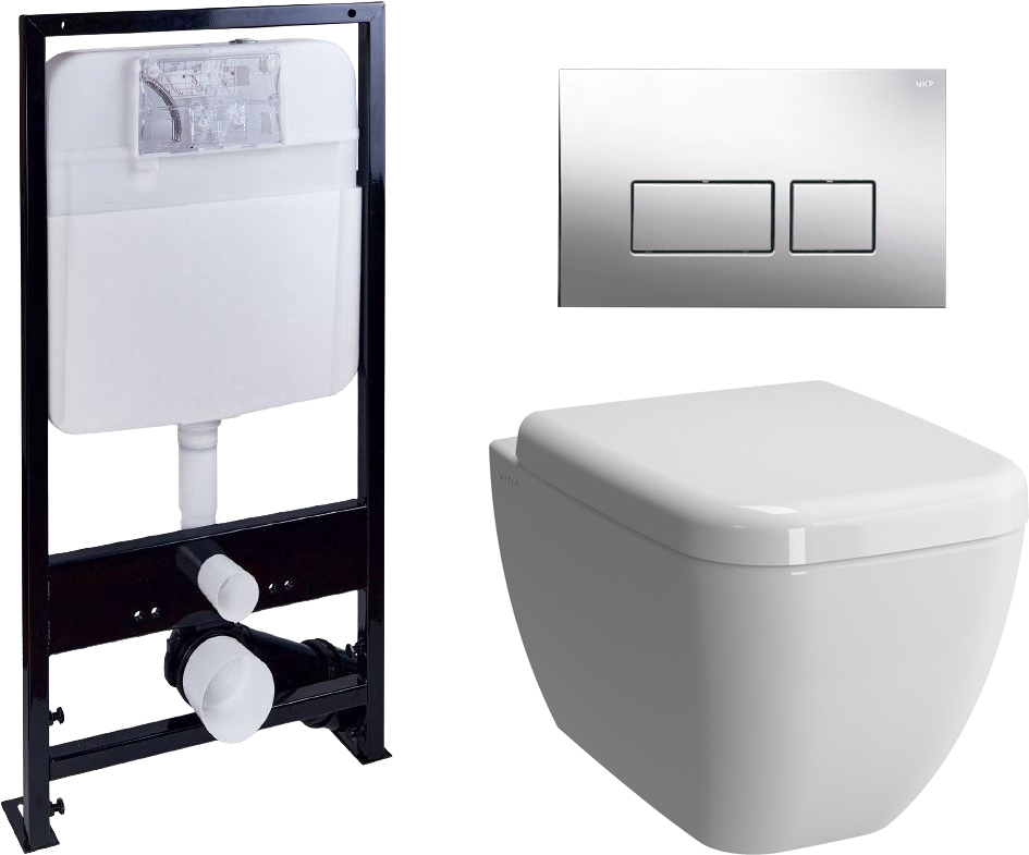 Комплект  Унитаз подвесной VitrA Shift 7742B003-0075 с микролифтом + Система инсталляции EWRIKA ProLT 0026-2020 + Кнопка смыва EWRIKA 0041 хром