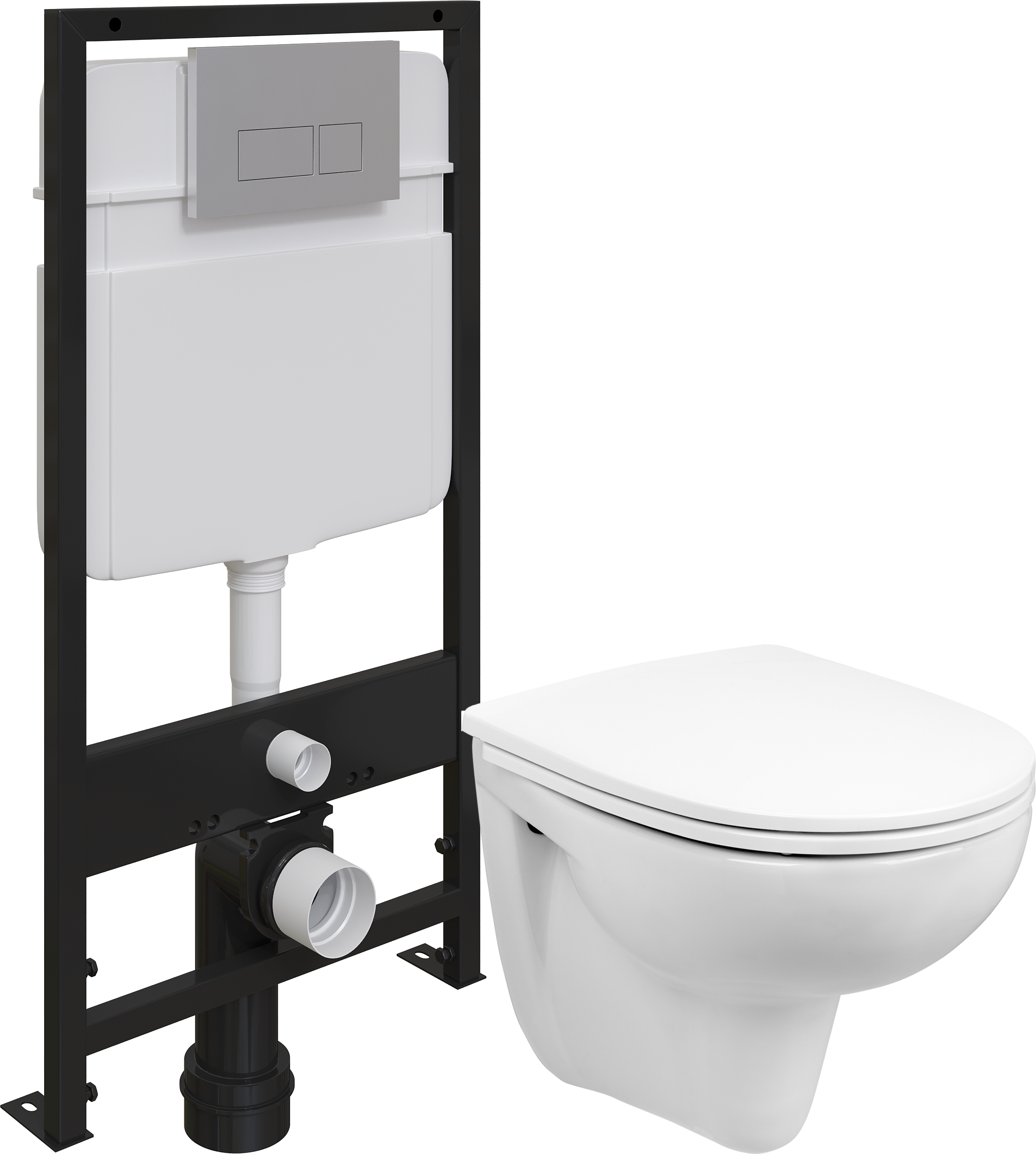 Комплект 3 в 1 Унитаз подвесной Wanfald Lauta 47302100005 + Инсталляция EWRIKA ProLT 0026-2020 + Кнопка 0040 цвет матовый хром