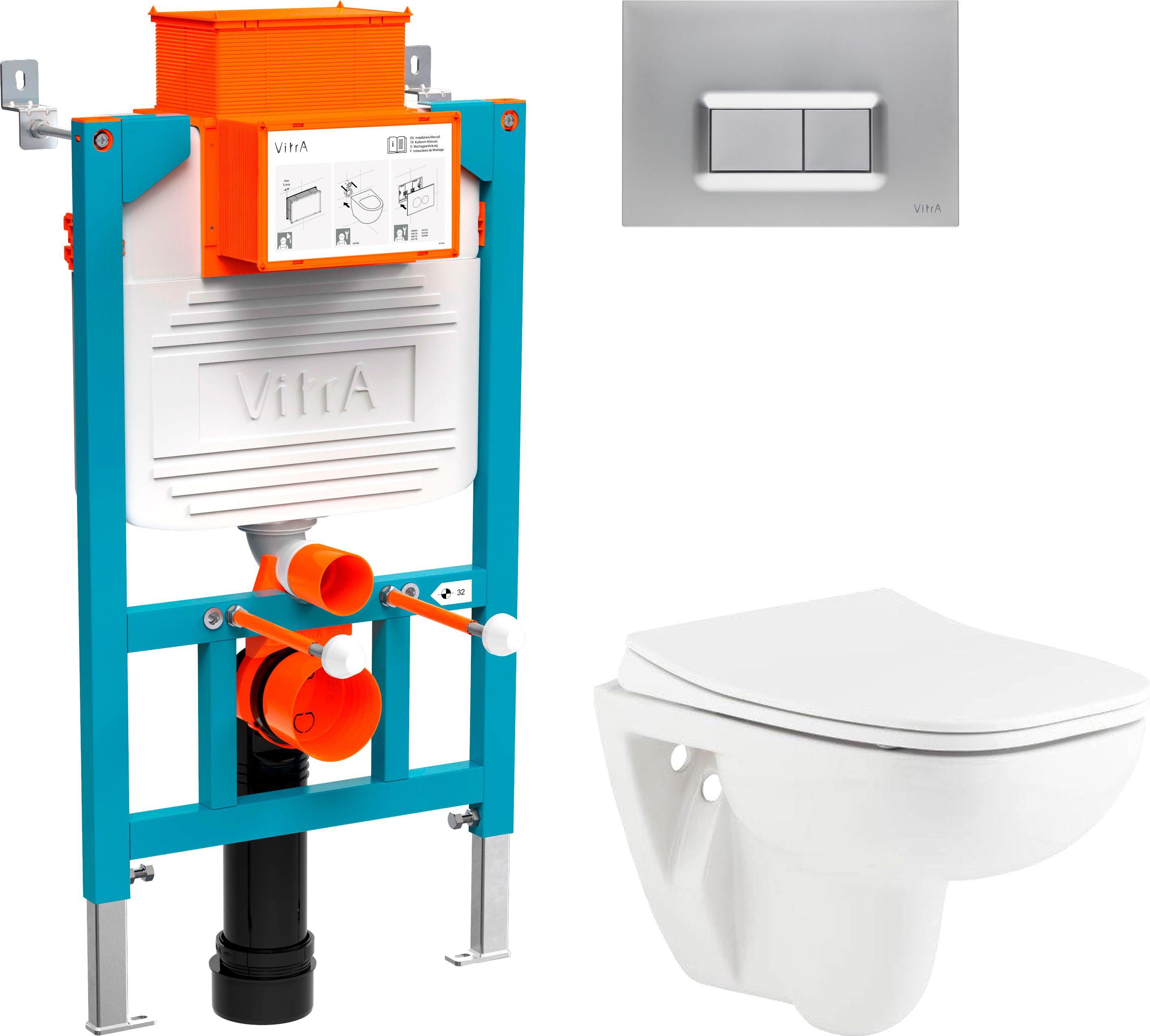 Комплект  Унитаз подвесной Seramiksan Petite A101002H + Система инсталляции для унитазов VitrA 800-2018 с кнопкой смыва, хром