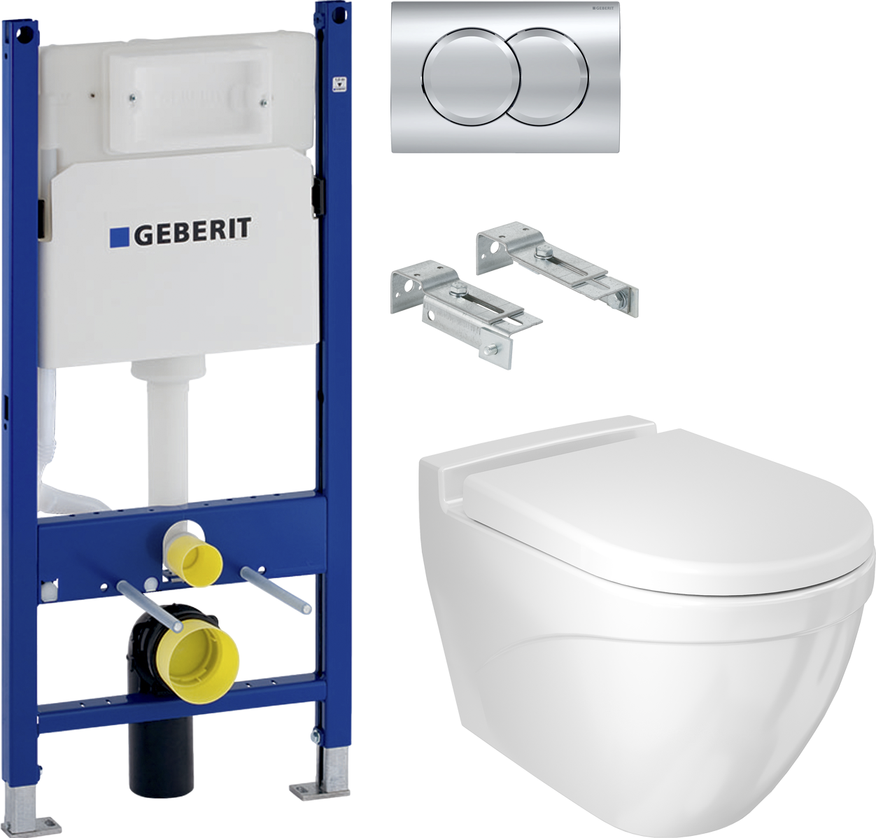 Комплект Унитаз подвесной BOCCHI Taormina Arch 1012-001-0129 белый, с крышкой A0302-001с микролифтом + Система инсталляции для унитазов Geberit Duofix Delta 458.124.21.3 с кнопкой смыва, хром