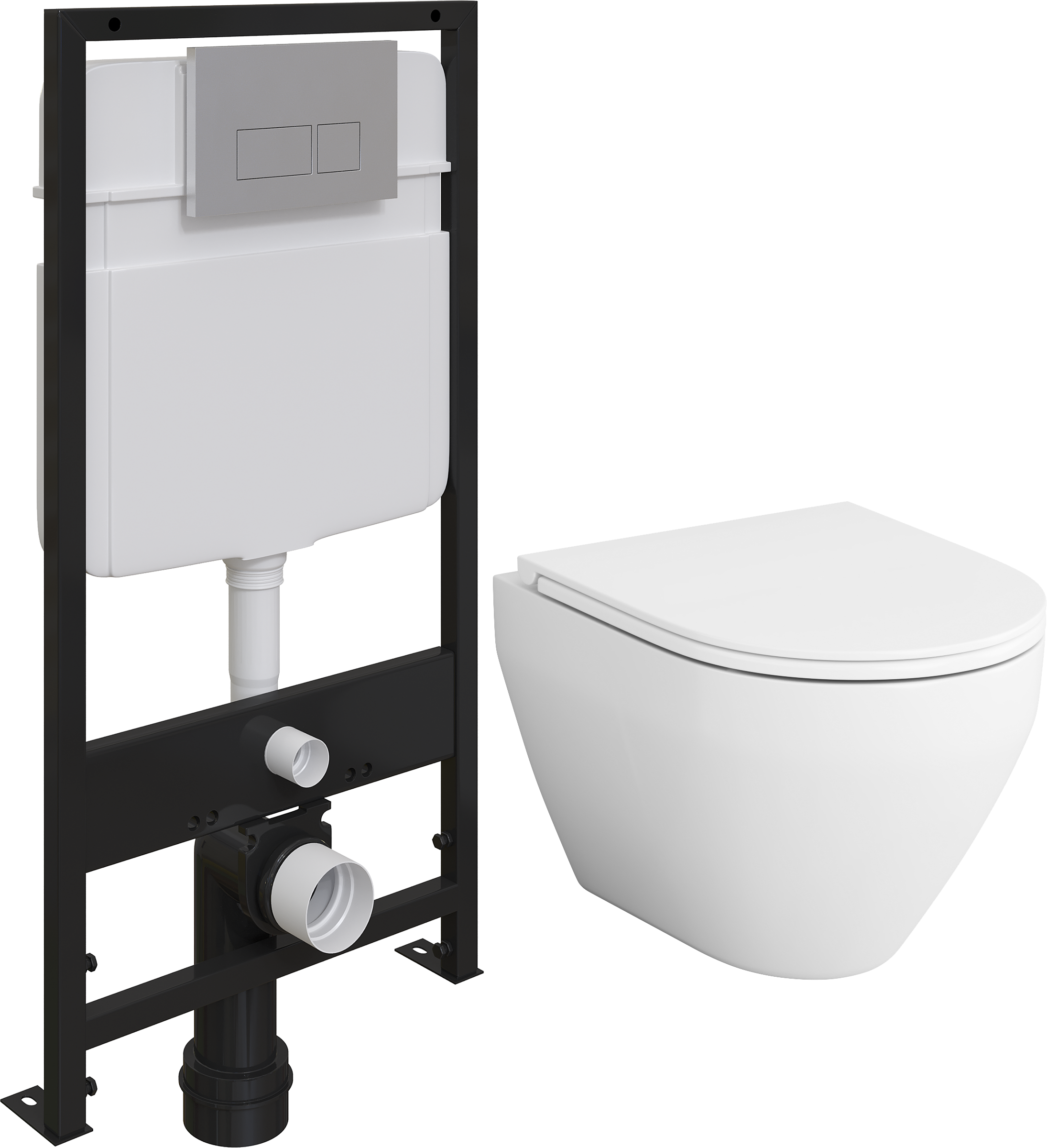 Комплект Унитаз подвесной AM.PM Spirit V2.0 FlashClean  с микролифтом + Система инсталляции для унитазов EWRIKA ProLT 0026-2020 + Кнопка смыва EWRIKA 0040 хром матовый