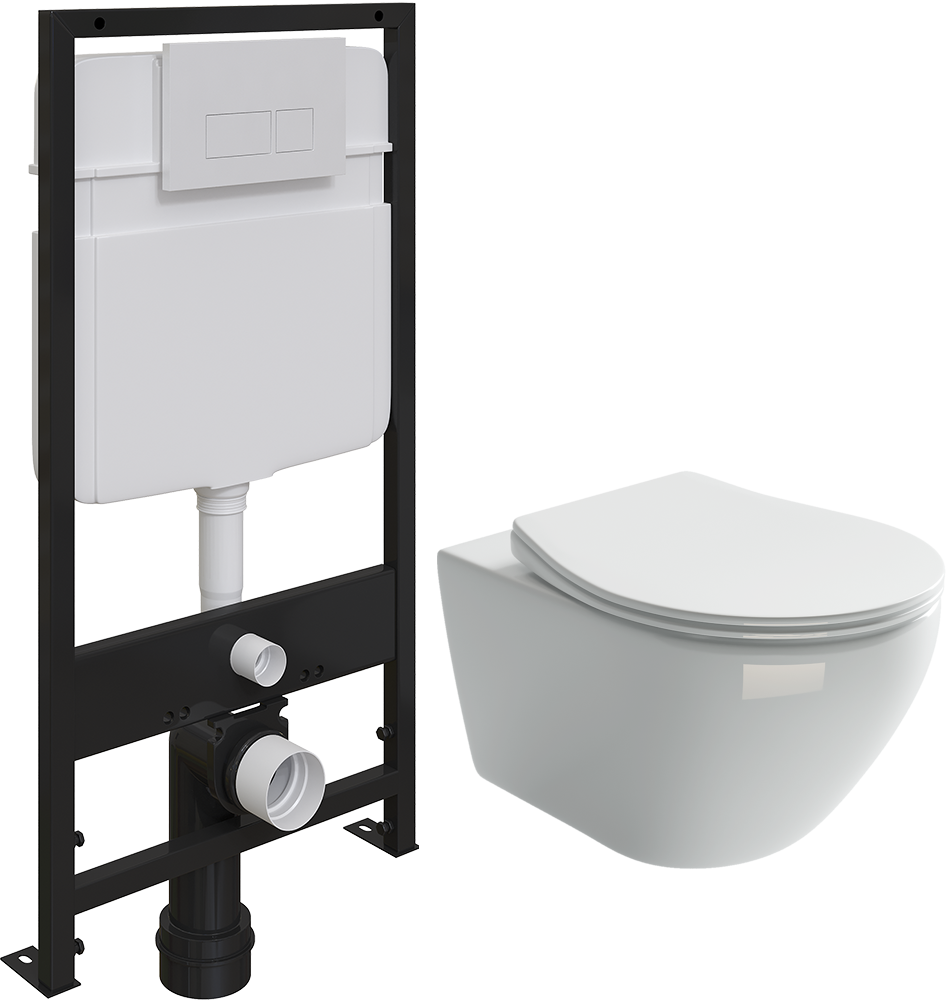 Комплект Унитаз подвесной Ceramica Nova Pearl CN8001 с микролифтом + Система инсталляции для унитазов EWRIKA ProLT 0026-2020 + Кнопка смыва EWRIKA 0042 белая