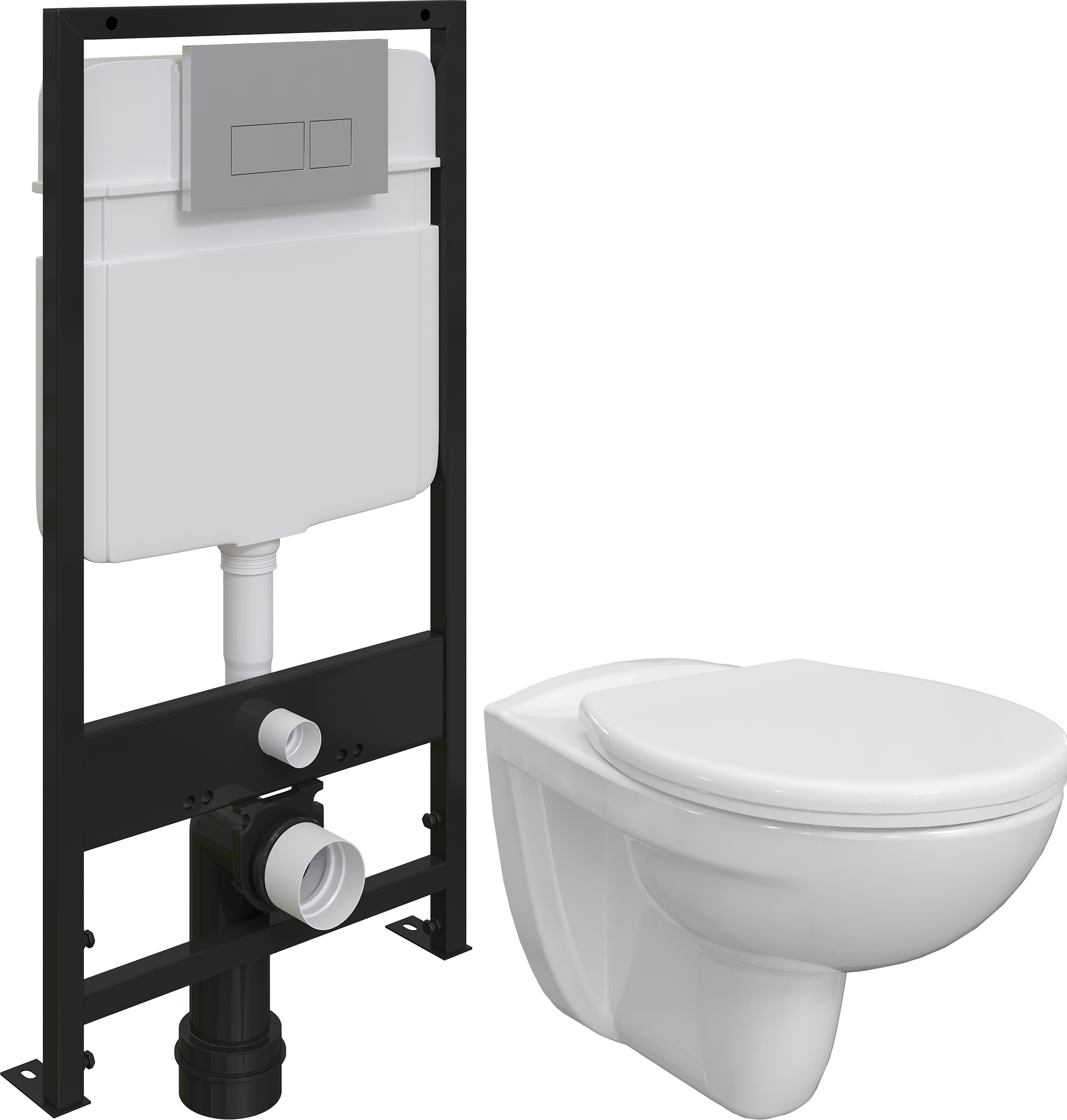 Комплект Унитаз подвесной DIWO Анапа безободковый с крышкой-сиденьем + Система инсталляции EWRIKA ProLT 0026-2020 с кнопкой смыва 0040 хром матовый