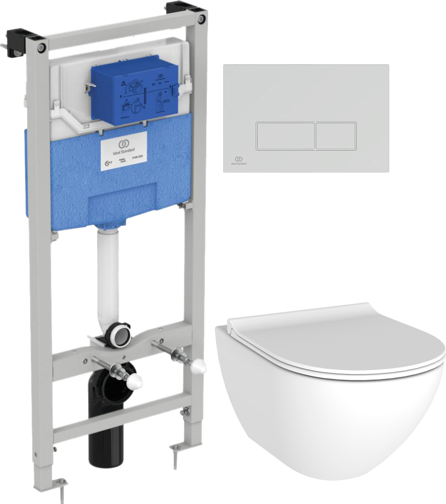 Комплект Унитаз подвесной STWORKI Merlingen HWH55 безободковый + Система инсталляции для унитазов + кнопка смыва