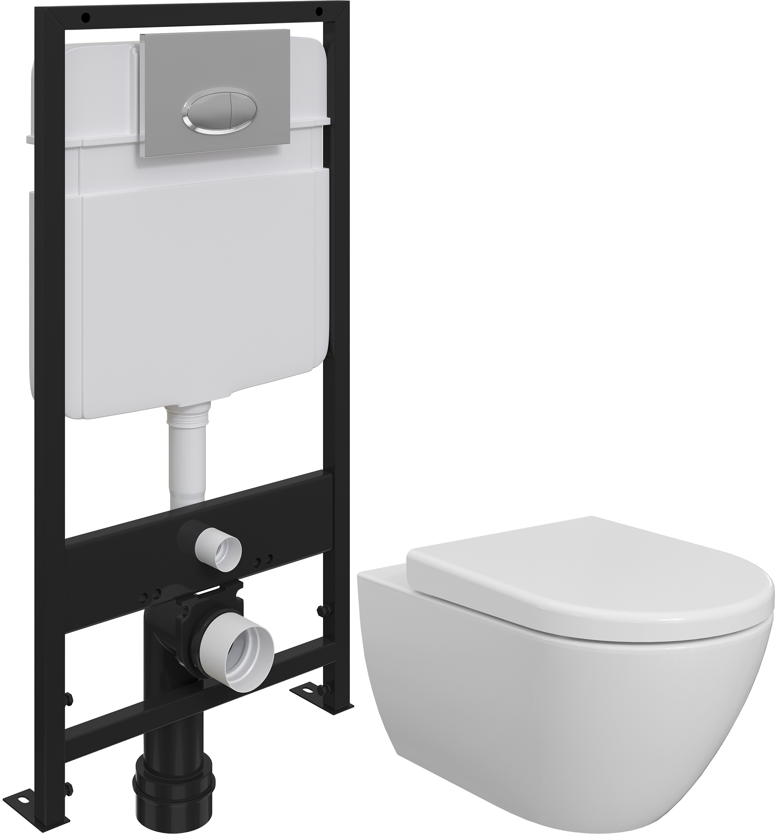 Комплект Унитаз подвесной BOCCHI Venezia 1295-001-0129 белый, с крышкой A0302-001 с микролифтом + Система инсталляции для унитазов EWRIKA ProLT 0026-2020 с кнопкой смыва 0051 хром