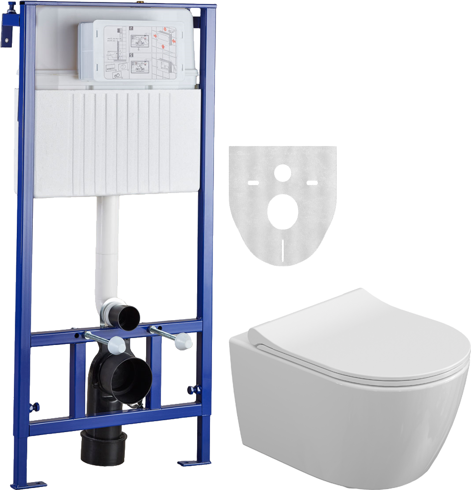Комплект  Унитаз подвесной STWORKI Ларвик 5512 безободковый, с микролифтом + Система инсталляции для унитазов STWORKI 510163