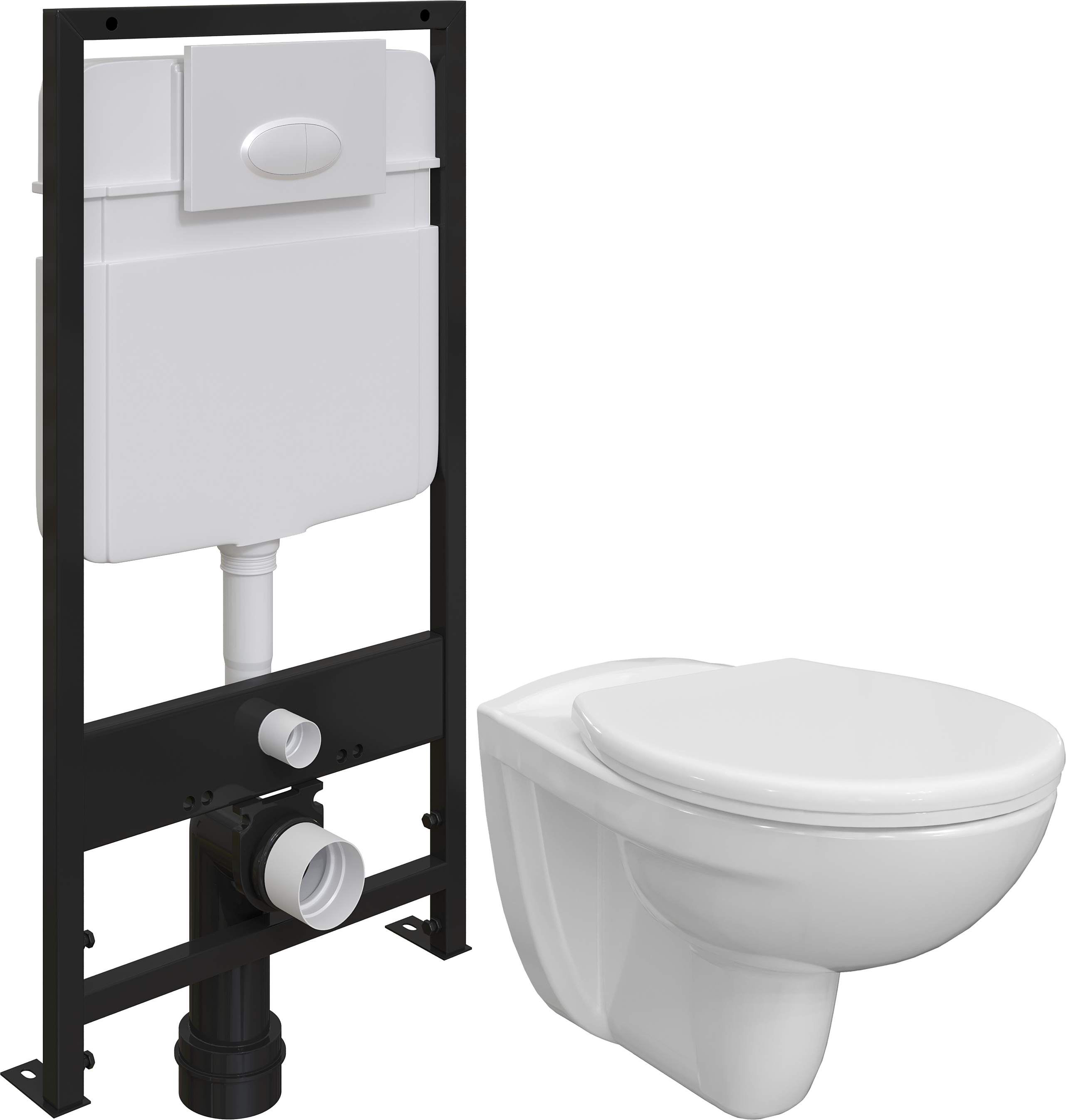 Комплект Унитаз подвесной DIWO Анапа безободковый с крышкой-сиденьем + Система инсталляции EWRIKA ProLT 0026-2020 с кнопкой смыва 0052 белой