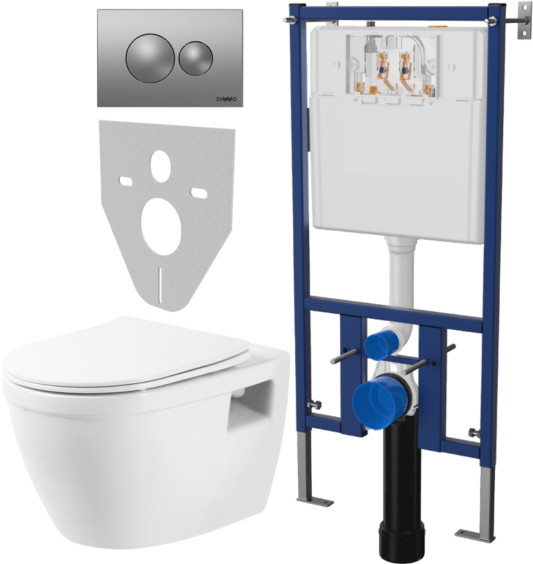 Комплект Унитаз подвесной BelBagno Loto BB070CHR/SC безободковый, с микролифтом + Система инсталляции для унитазов DIWO 4501 + Кнопка смыва DIWO 7311 хром матовый