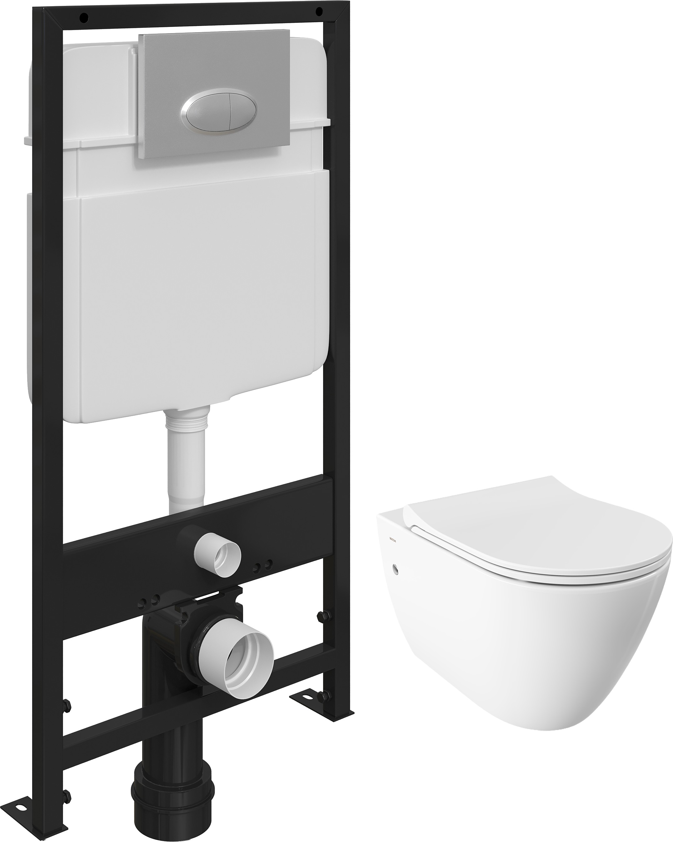 Комплект Унитаз подвесной BOCCHI Venezia 1295-001-0129 белый, с крышкой A0336-001 с микролифтом + Система инсталляции для унитазов EWRIKA ProLT 0026-2020 с кнопкой смыва 0050 хром матовый