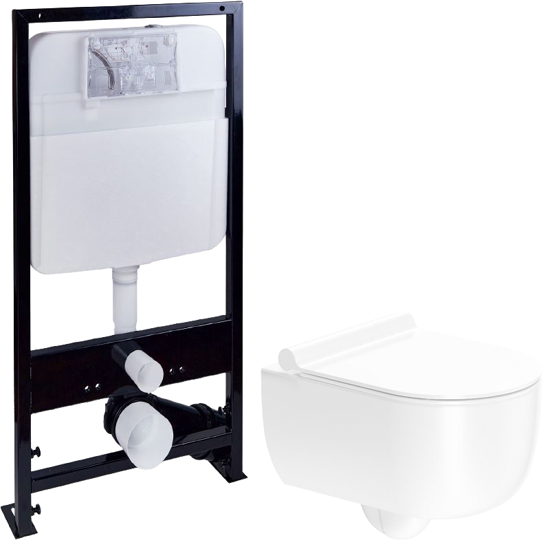 Комплект  Система инсталляции для унитазов EWRIKA ProLT 0026-2020 + Унитаз подвесной STWORKI Ольборг HCOLB1700SC безободковый, с микролифтом