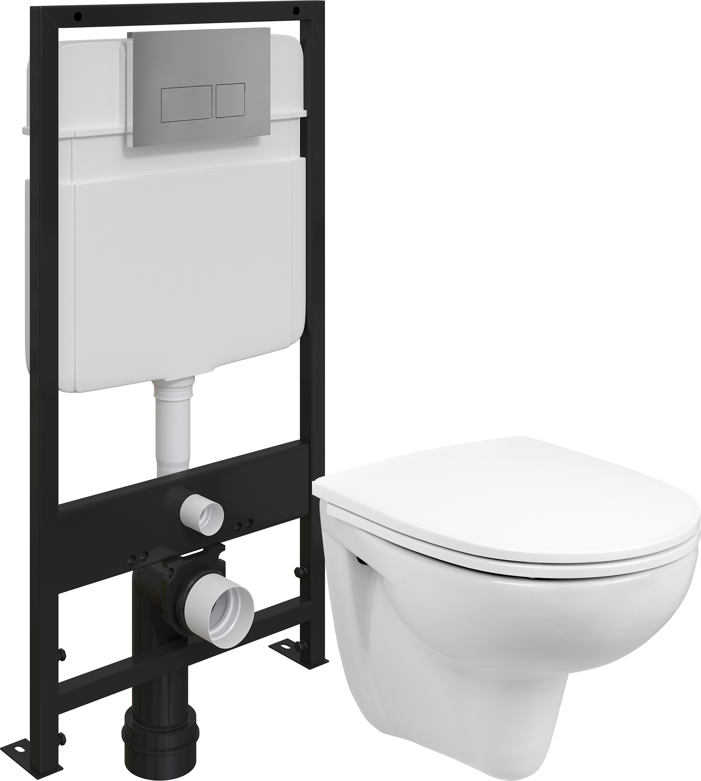 Комплект 3 в 1 Унитаз подвесной Wanfald Lauta 47302100005 + Инсталляция EWRIKA ProLT 0026-2020 + Кнопка 0041 цвет хром