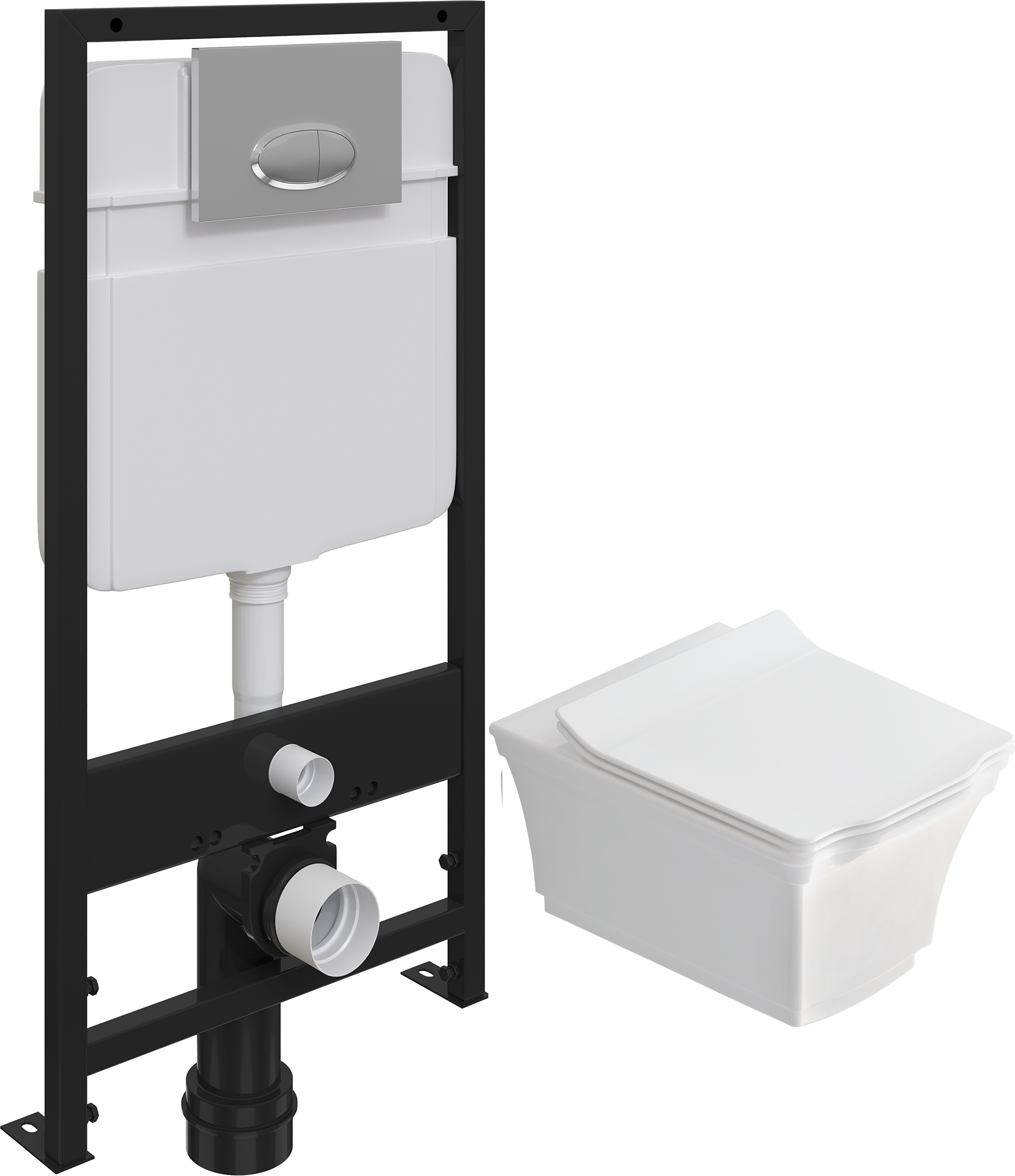 Комплект 3 в 1 Унитаз подвесной STWORKI Хадстен SETK3304-0616-001-1-6000 + Инсталляция EWRIKA ProLT 0026-2020 + Кнопка 0051 цвет хром