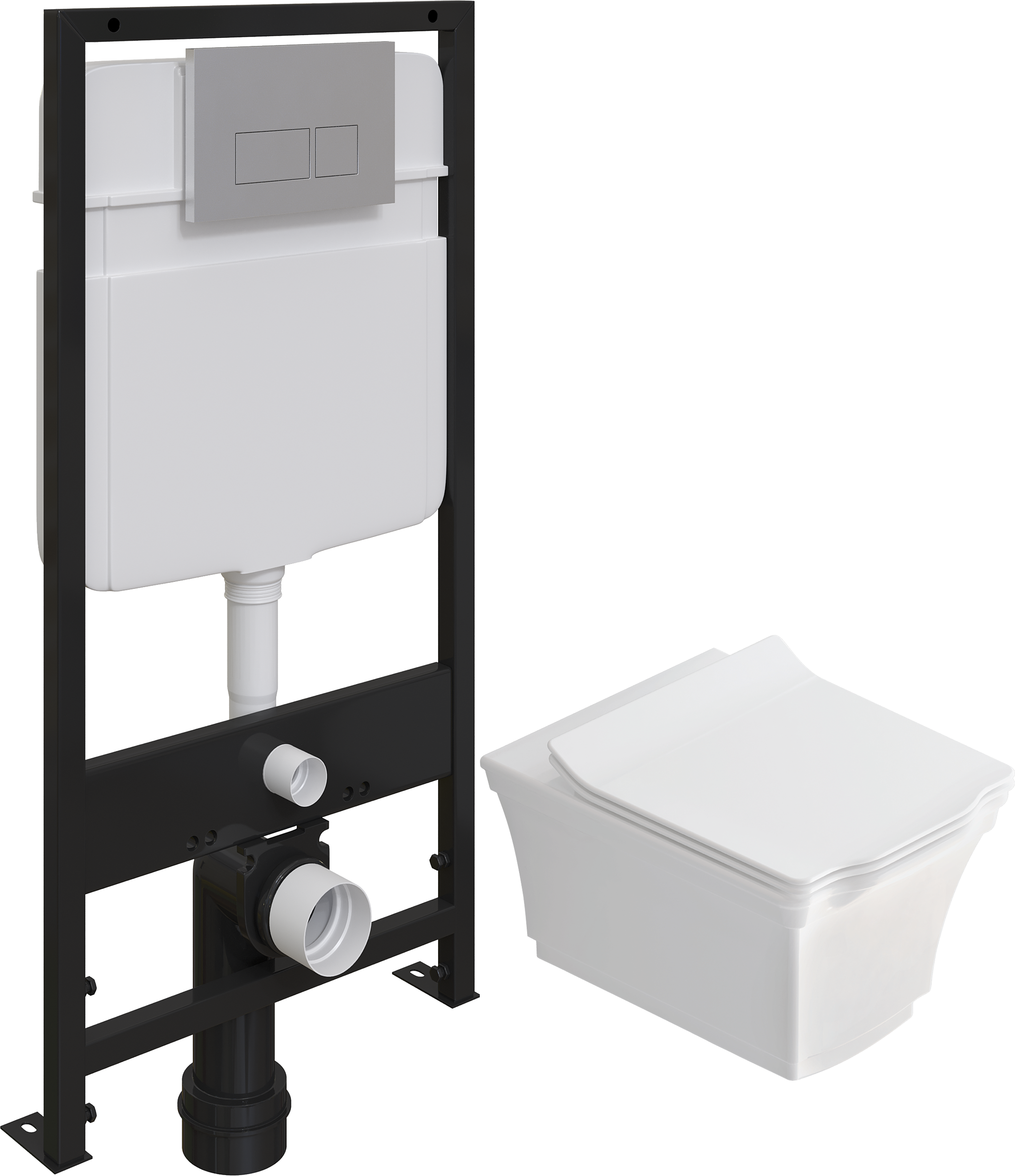 Комплект 3 в 1 Унитаз подвесной STWORKI Хадстен SETK3304-0616-001-1-6000 + Инсталляция EWRIKA ProLT 0026-2020 + Кнопка 0040 цвет матовый хром